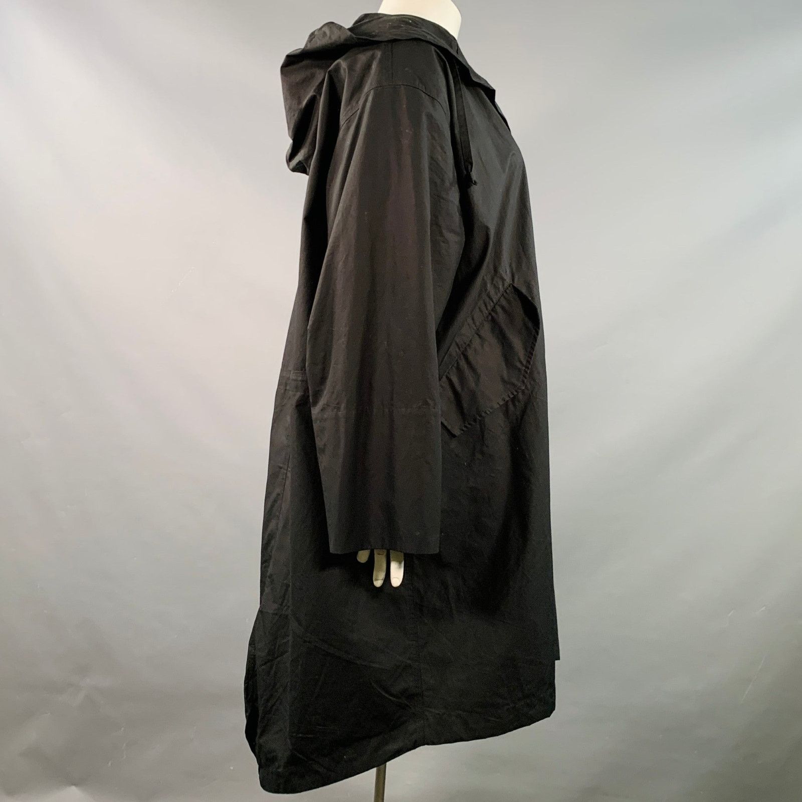 Jil Sander JIL SANDER Size L Black White Cotton Logo Hooded Coat Size L / US 10 / IT 46 - 2 Thumbnail