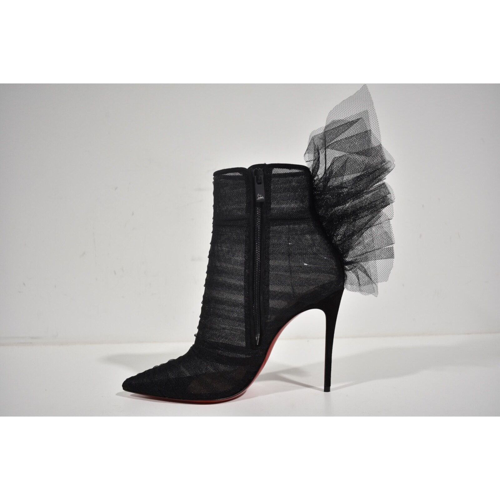 Christian Louboutin Christian Louboutin Libellibooty 100 Black Mesh Tulle Ankle Size US 7.5 / IT 37.5 - 8 Thumbnail