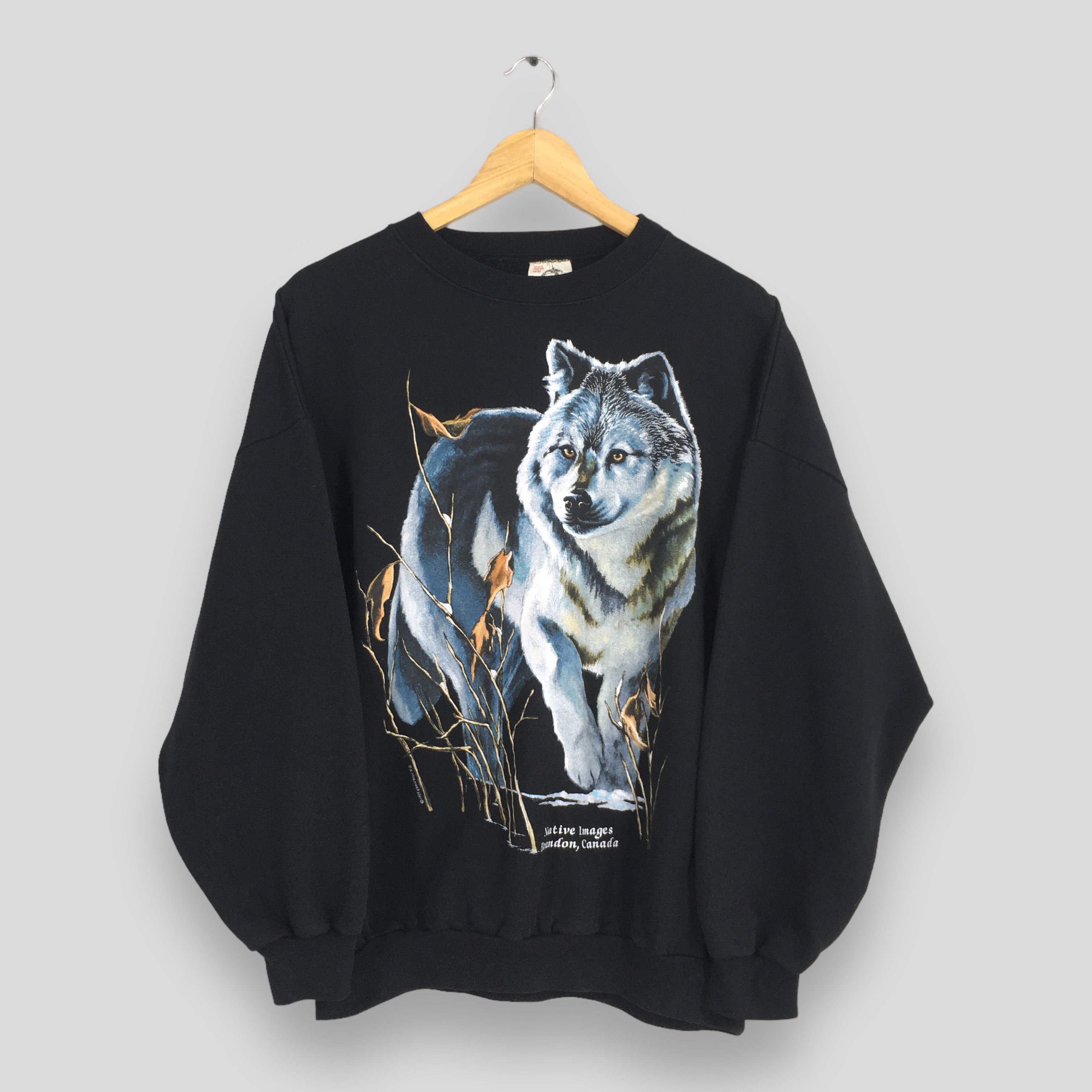 LONE WOLF Vintage The Wolf Wildlife Brandon Canada Sweatshirt Medium Size US M / EU 48-50 / 2 - 1 Thumbnail