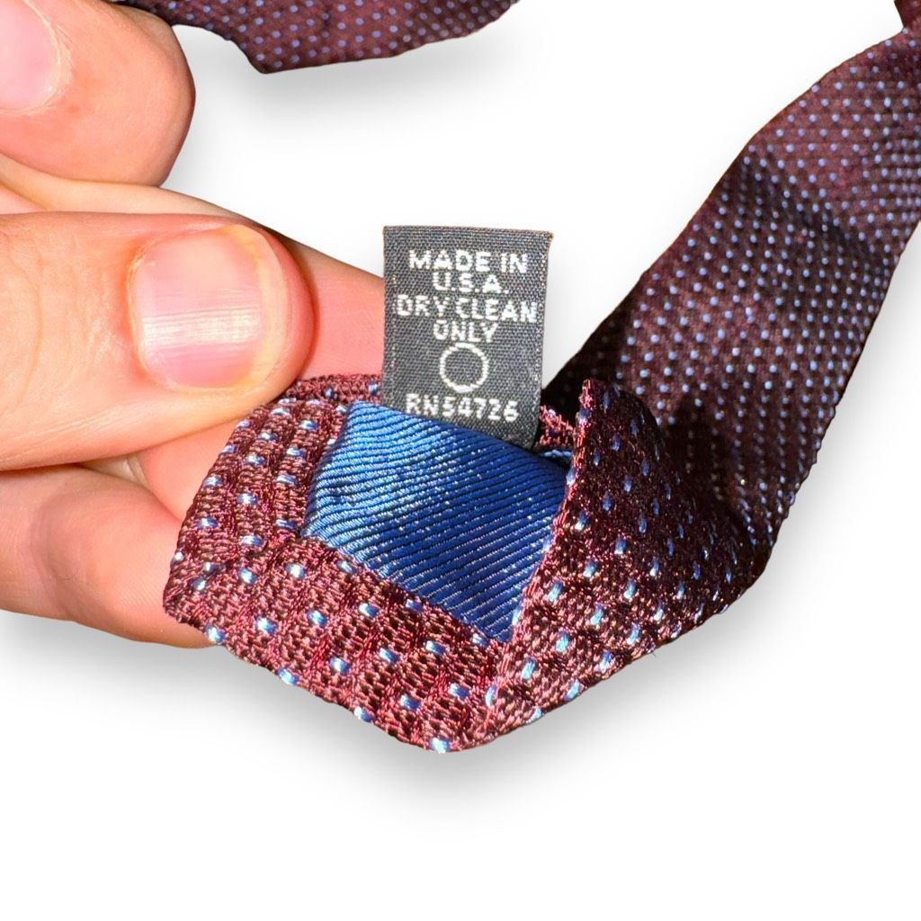 Tom James Tom James Mainline Red Micro Polkadot Made in USA Silk Tie Size ONE SIZE - 6 Thumbnail