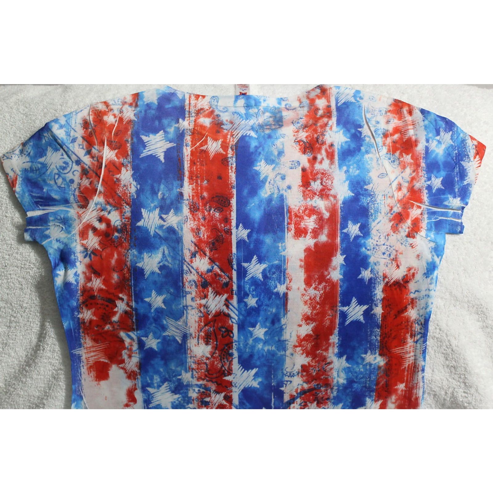 Vintage AMERICAN FLAG INDEPENDENCE DAY TIE DYE LOOK USA WOMEN T-SHIRT Size M / US 6-8 / IT 42-44 - 4 Thumbnail
