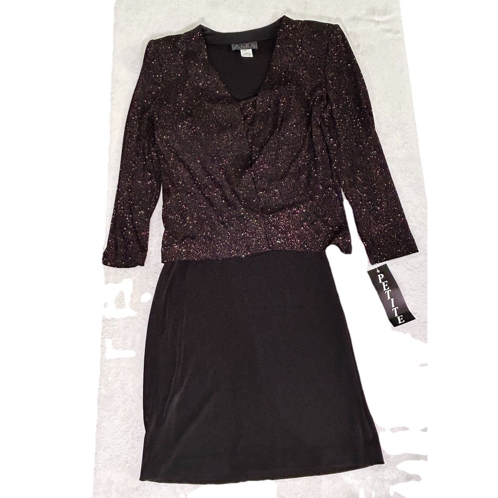 Alex Evenings alex evenings dress two piece set Sz 6p Black Sparkle NWT Size S / US 4 / IT 40 - 1 Thumbnail