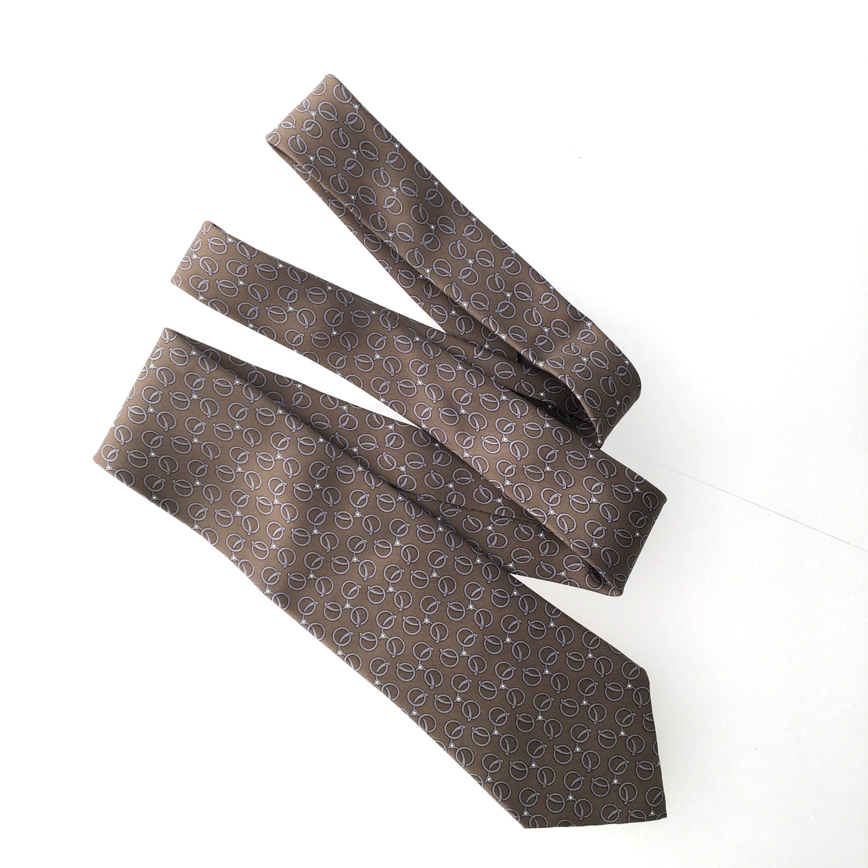 image of Hermes Tie In Brown Silk, Men's