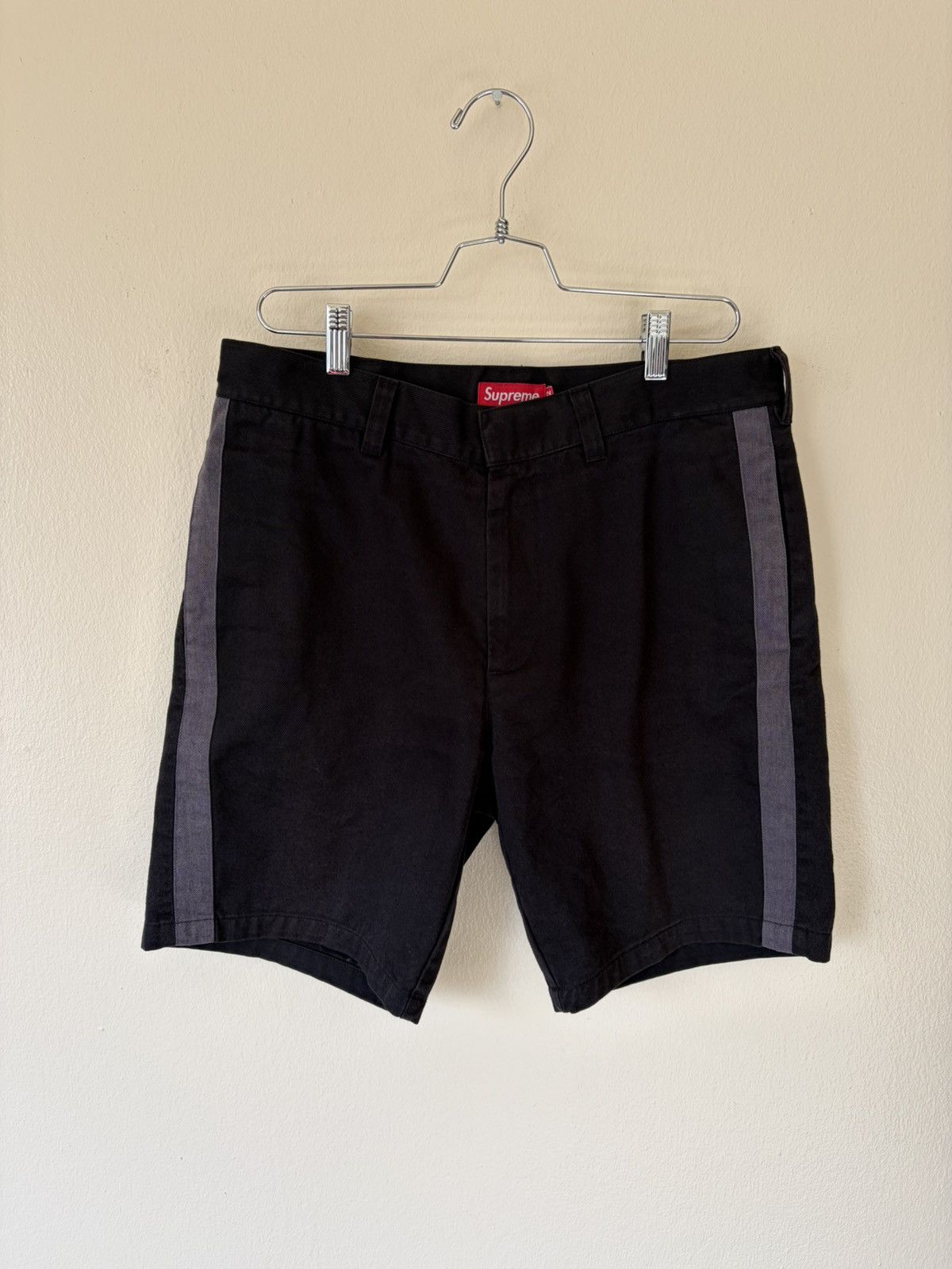 Supreme Supreme black and white stripe Work shorts | Grailed