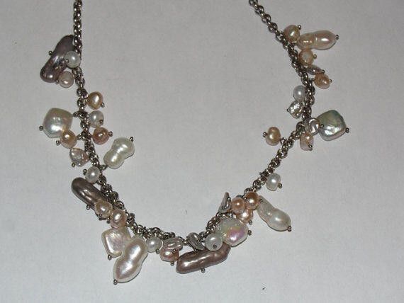 Designer Sterling Grey & White Baroque Freshwater Pearl Necklace Size ONE SIZE - 1 Thumbnail
