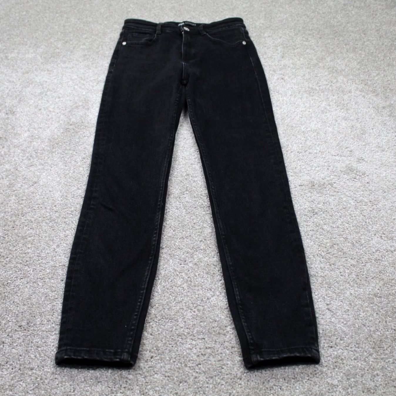 Zara Zara Jeans Womens 4 Black Organic Cotton Stretch Denim 27" Inseam Vintage No Size 27" / US 4 / IT 40 - 2 Thumbnail