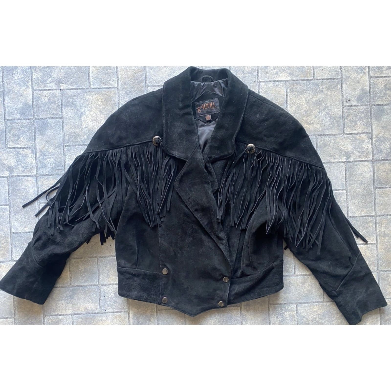 Vintage G4000 Women’s Jacket Western Fringed Leather Cropped M Black Size M Womens Fringe Western Jacket Coat Size M / US 6-8 / IT 42-44 - 2 Thumbnail