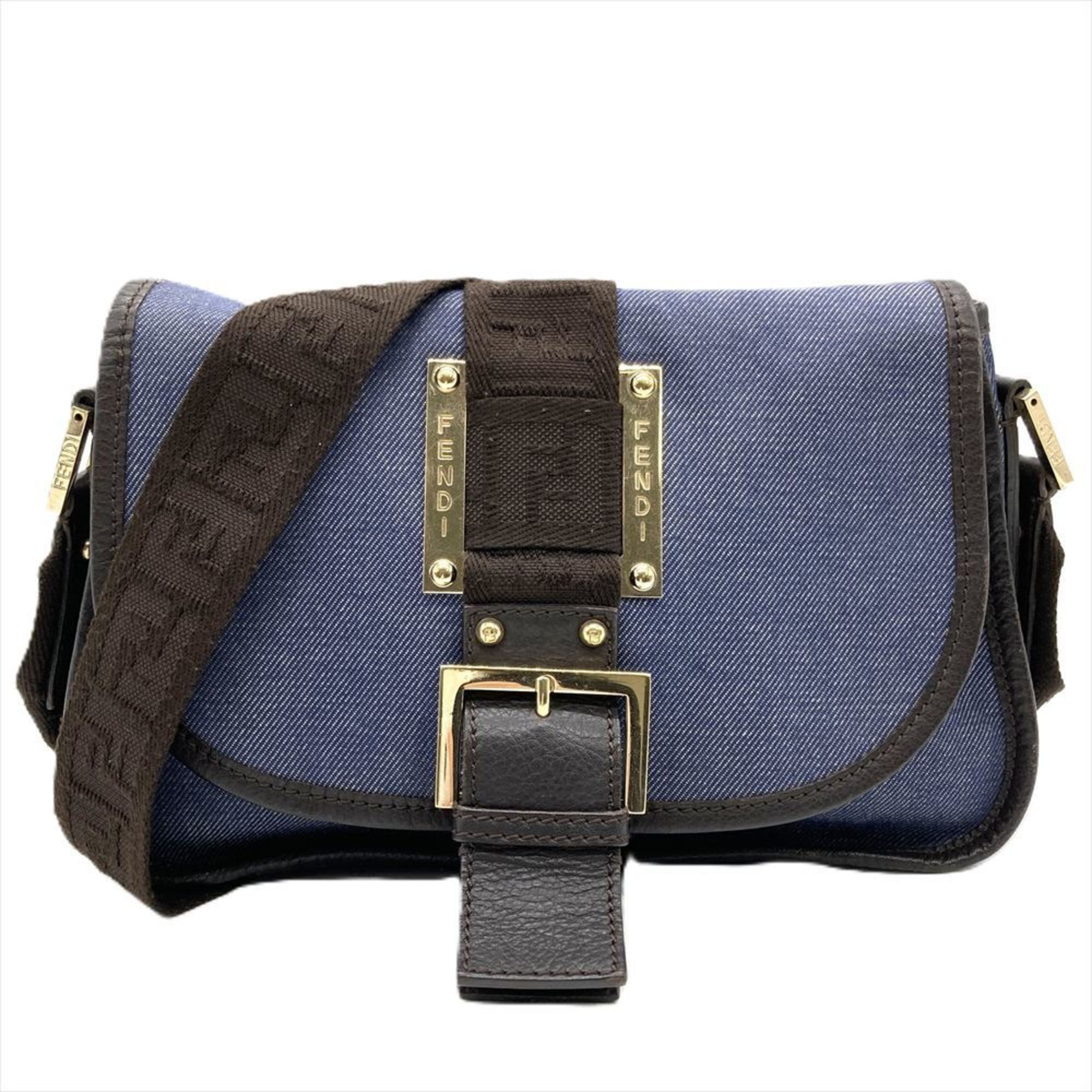 Fendi shoulder bag denim blue women's