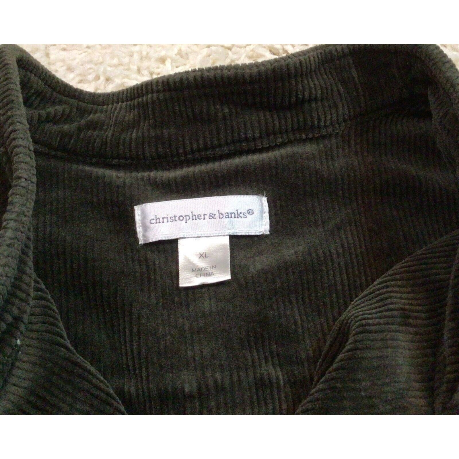The Unbranded Brand Christopher Banks Green Corduroy XL Button Up Jacket Shirt Size XL / US 12-14 / IT 48-50 - 5 Thumbnail