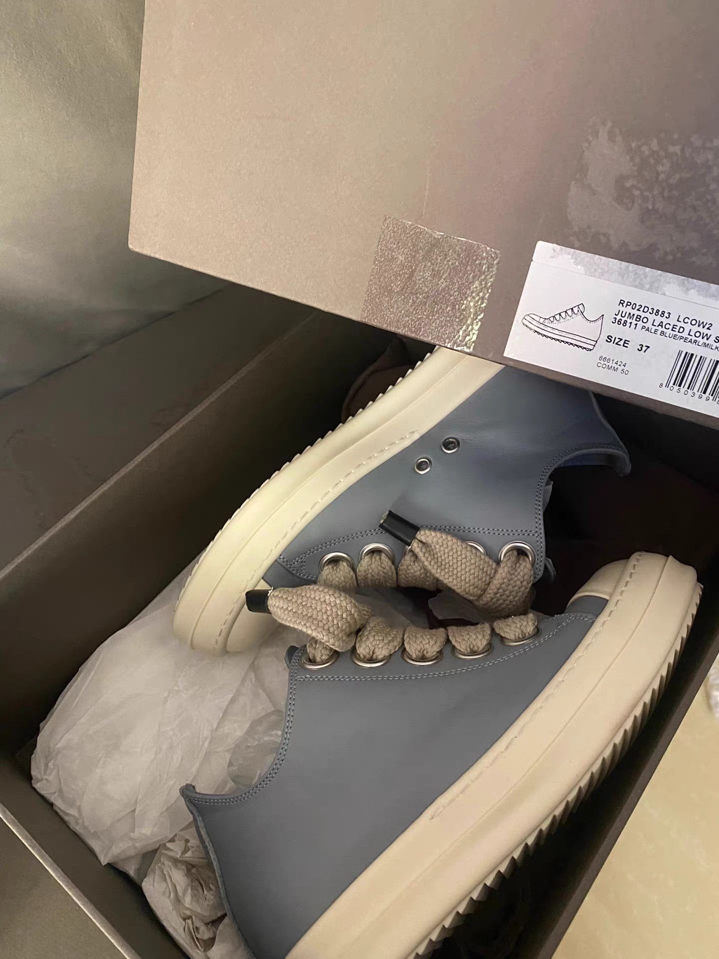 Rick Owens Rick Owens SS24 Thick Laces Haze Blue Low Top Sneakers Size US 7 / IT 37 - 7 Thumbnail