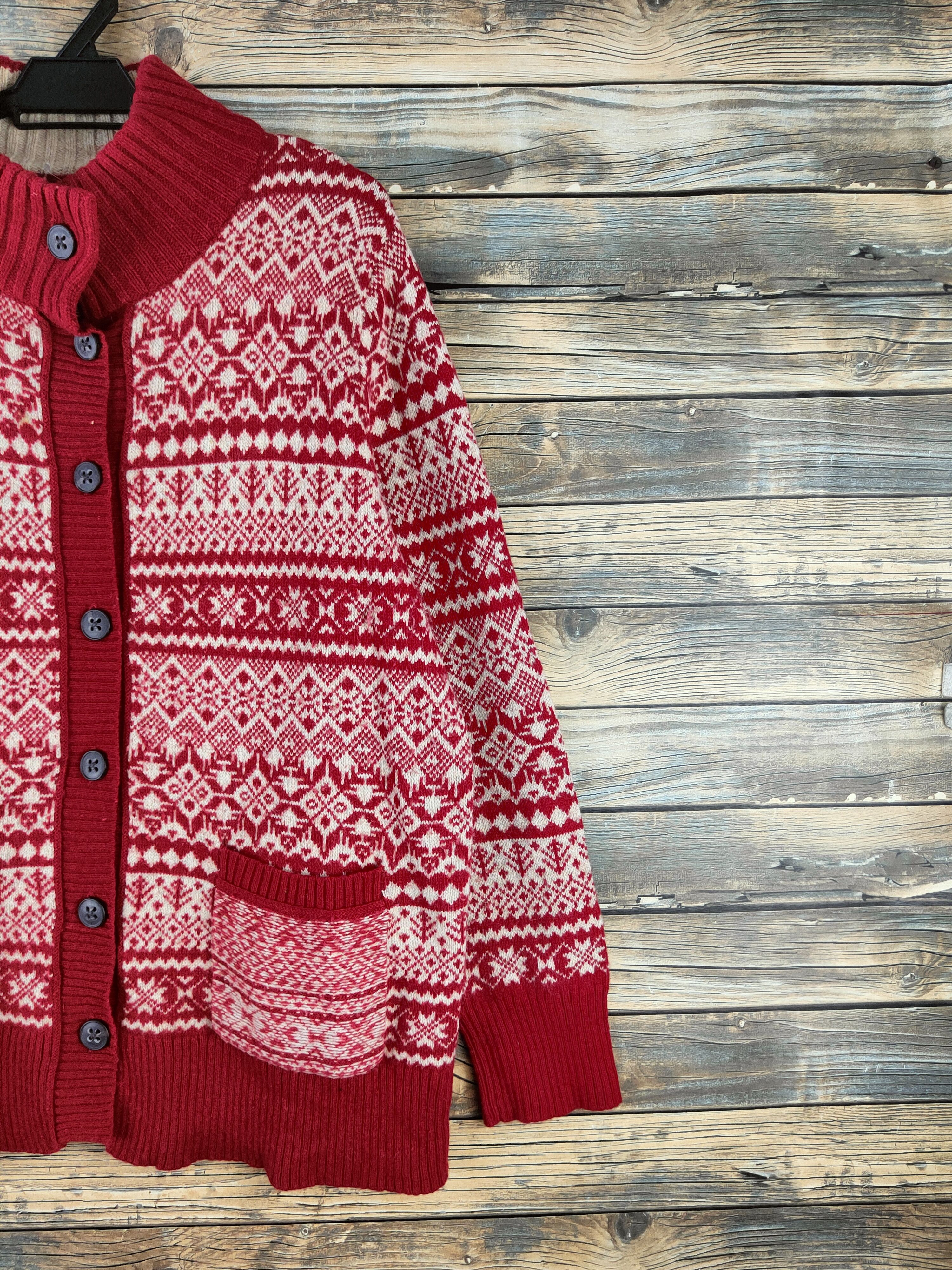 Eddie Bauer DL Eddie Bauer Red Beige Knitwear Sweater #46-853 Size US L / EU 52-54 / 3 - 5 Thumbnail