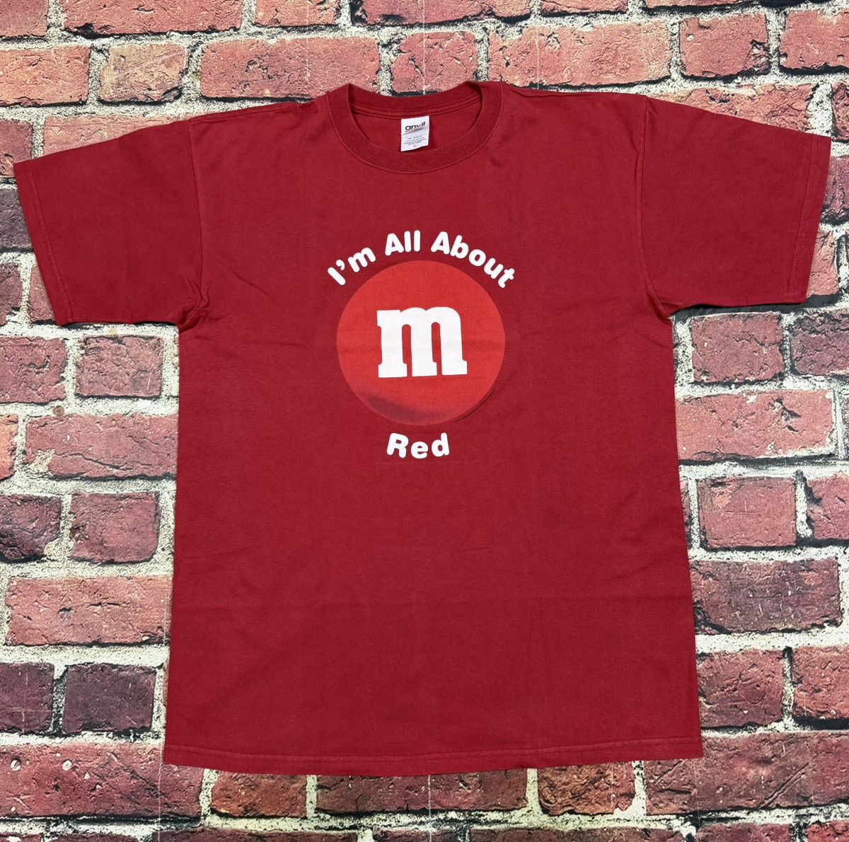 Anvil Vintage Mars M&M Candy T Shirt All About Red Chocolate Y2K Size US L / EU 52-54 / 3 - 1 Thumbnail