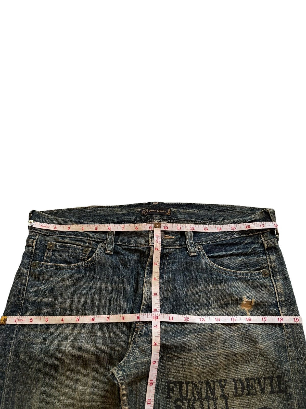 Japanese Brand × Seditionaries Vintage Japanese Brand Rusty Mud Wash Skull Rip Loose Jeans Size US 36 / EU 52 - 12 Thumbnail