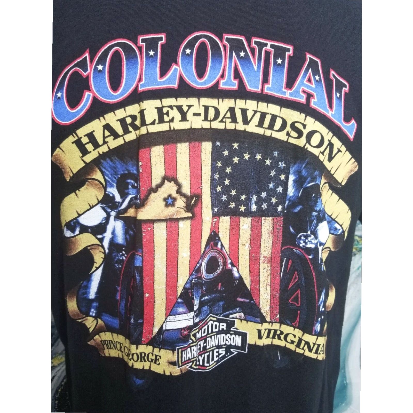 Harley Davidson Harley Davidson Mens Colonial L Black T Shirt 2006 Prince George VA Graphic Print Size US L / EU 52-54 / 3 - 3 Thumbnail