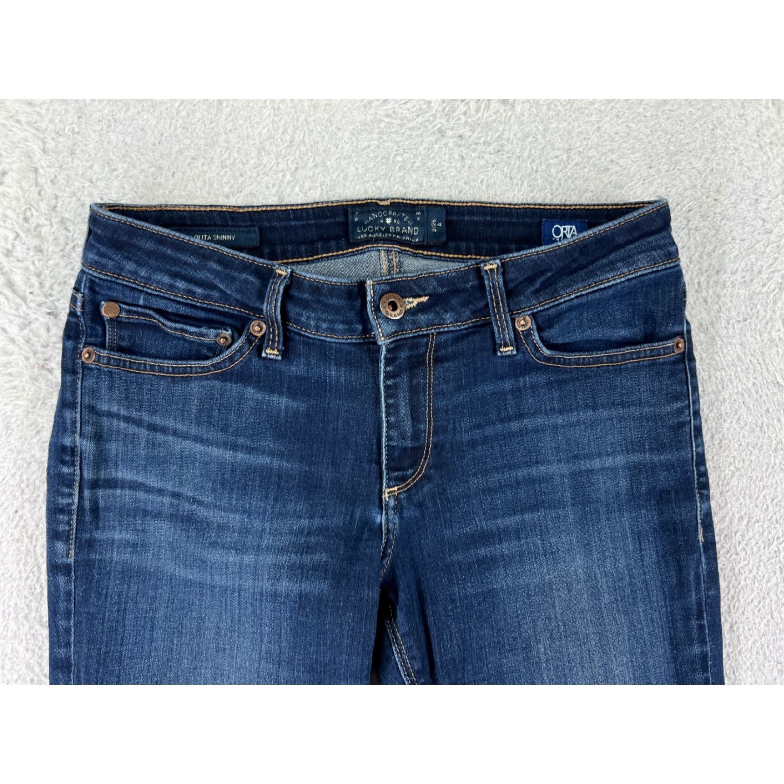 Lucky Brand Lucky Brand Jeans Women 2 Blue Denim Tapered Skinny Low Rise 5-Pocket Cotton Blend Size 26" / US 2 / IT 38 - 7 Thumbnail