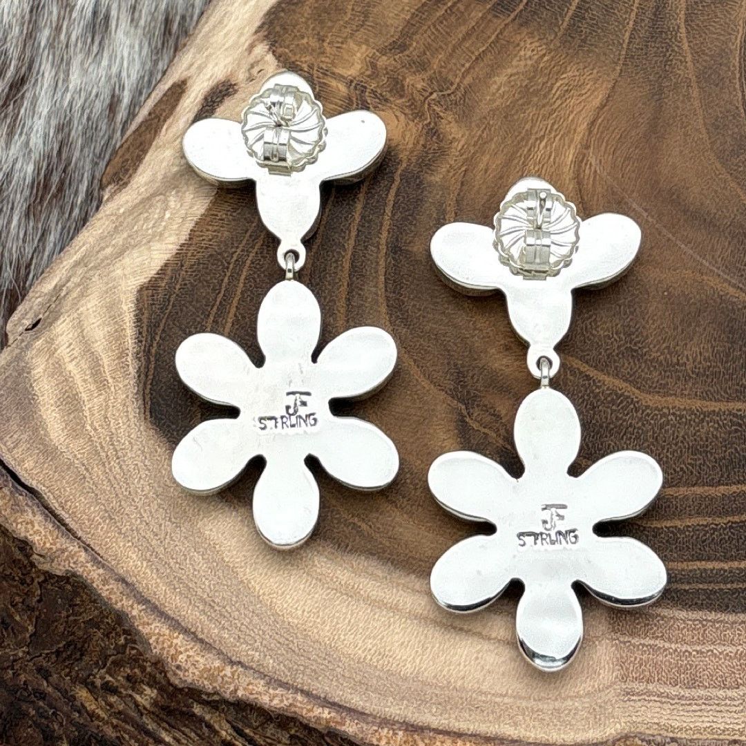 Other FEDERICO JIMENEZ Sterling & Onyx Floral Post Dangle Earrings Size ONE SIZE - 2 Thumbnail