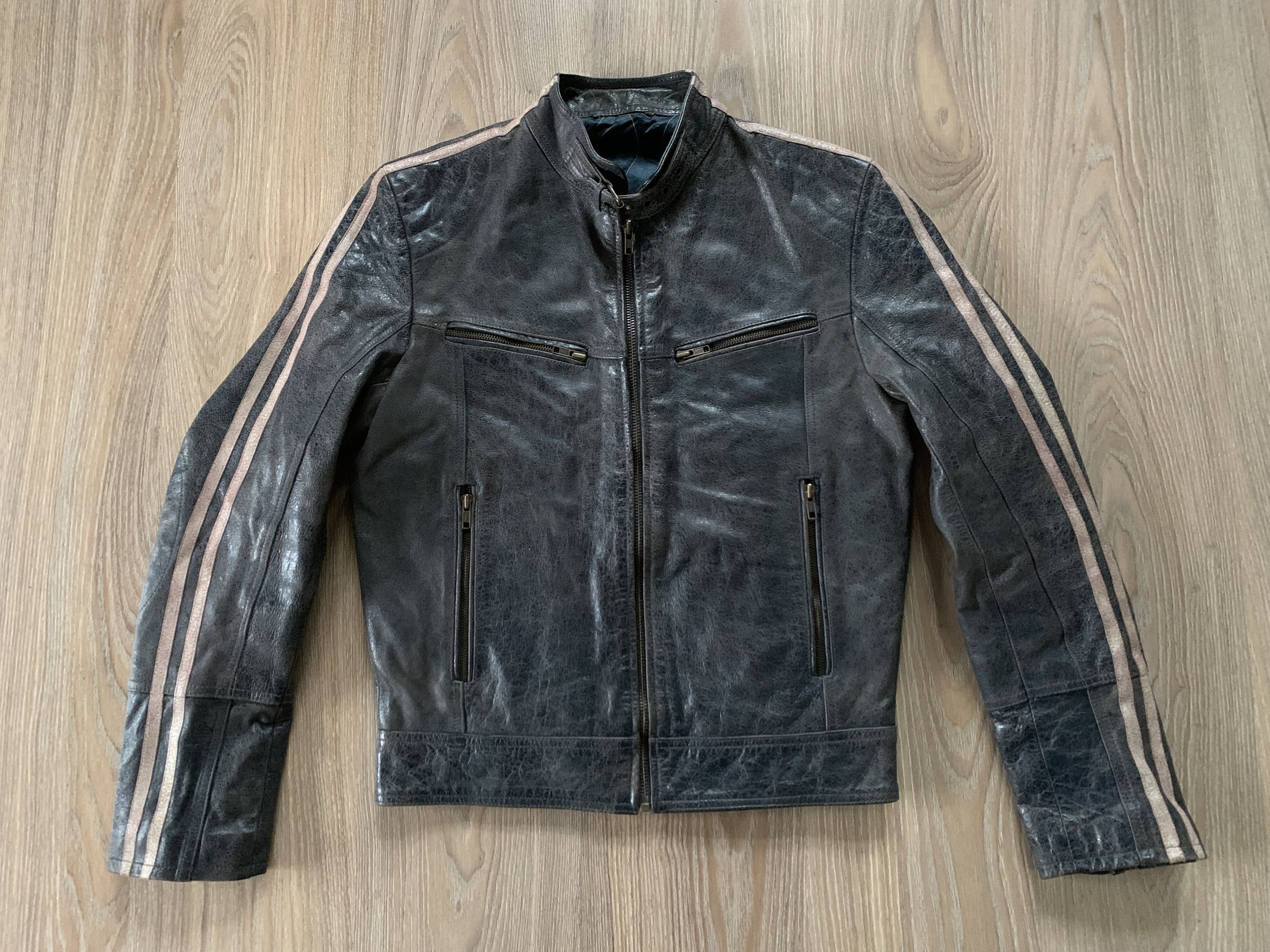 River Island Vintage River Island Leather Biker Stripe Jacket Size US S / EU 44-46 / 1 - 2 Thumbnail