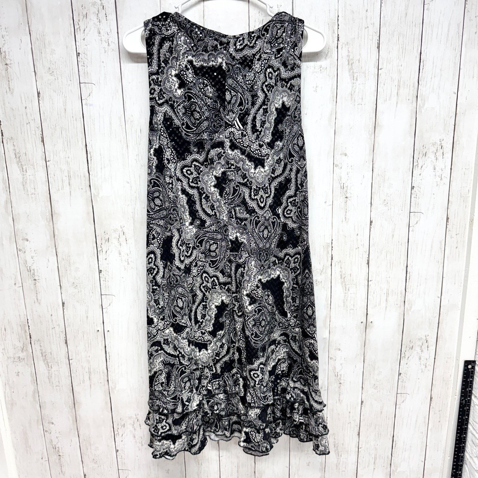 Other MSK Dress 27" Chest Black White Paisley Sleeveless Midi Size S / US 4 / IT 40 - 5 Thumbnail