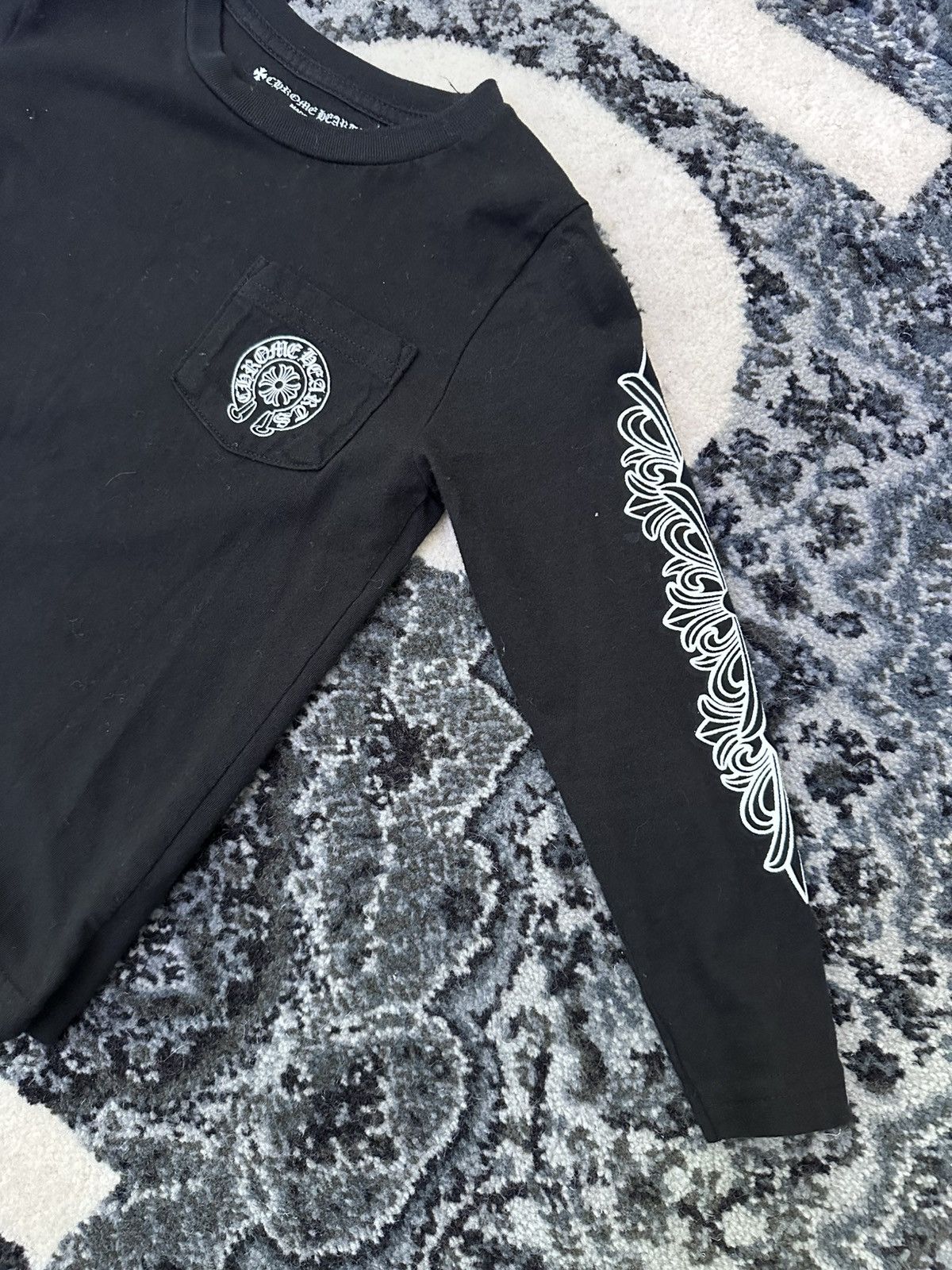 Chrome Hearts Chrome Hearts Kids Horseshoe Logo Floral Long Sleeve Tee Size US XXS / EU 40 - 6 Thumbnail