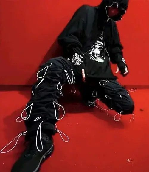 Jean Bungee Cord Black Pants Sweatpants Joggers Size US 32 / EU 48 - 2 Thumbnail