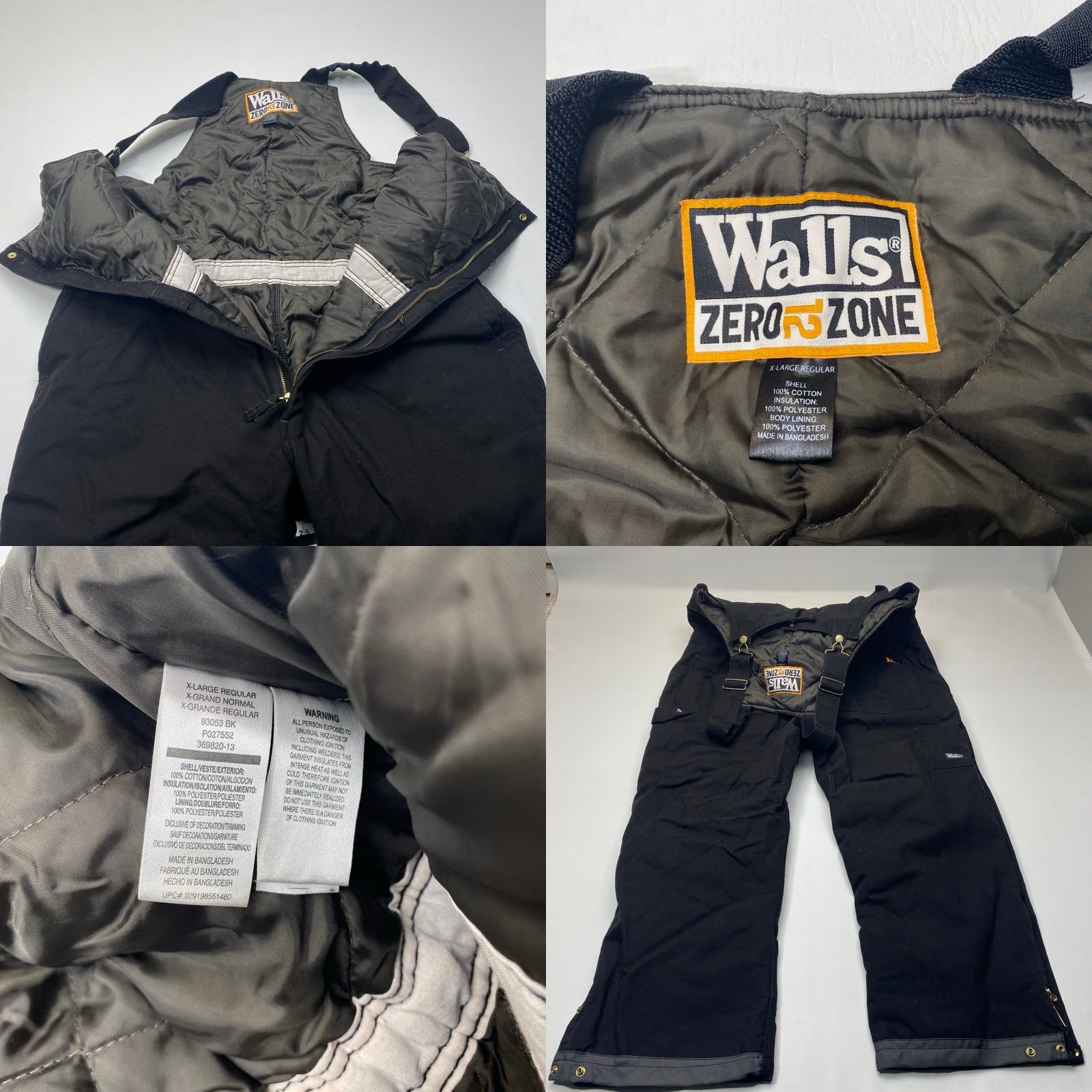 Walls VINTAGE Walls Zero Zone 12 Bib Overalls Men XL Black Duck Canvas Quilted Insulated Overalls (Workwear, Winter) Mens Size US 44 / EU 60 - 8 Thumbnail