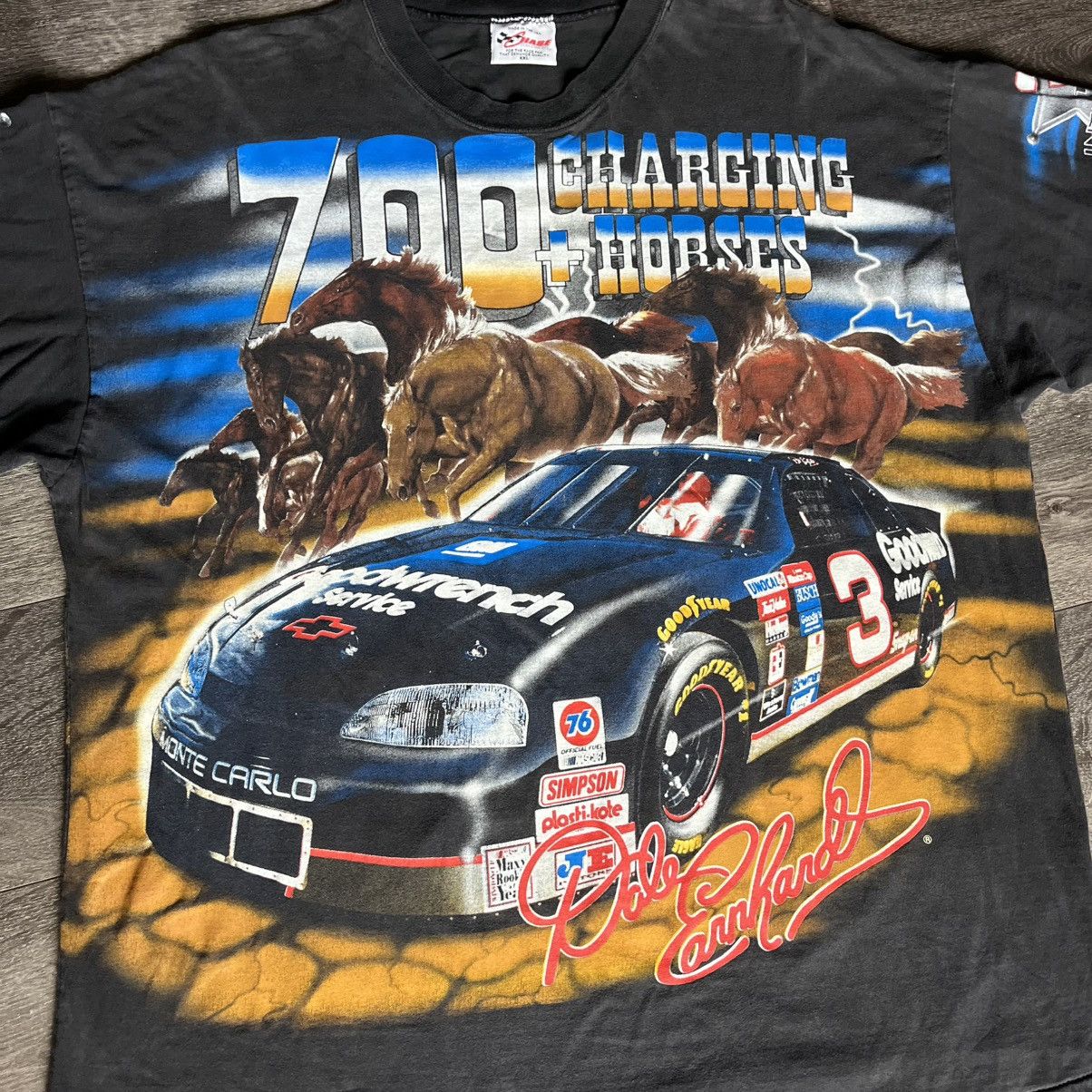 NASCAR Vintage 1997 NASCAR Dale Earnhardt All Over Print Horses Tee Size US XXL / EU 58 / 5 - 3 Thumbnail