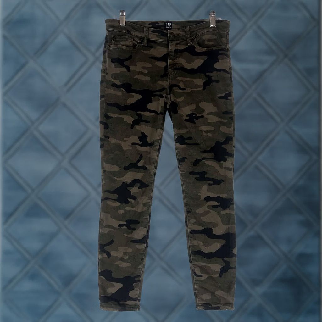 Gap Gap Green Camouflage Denim Leggings Womens 27 Skinny Ankle Camo Jeans Mid Rise Size 27" / US 4 / IT 40 - 1 Thumbnail