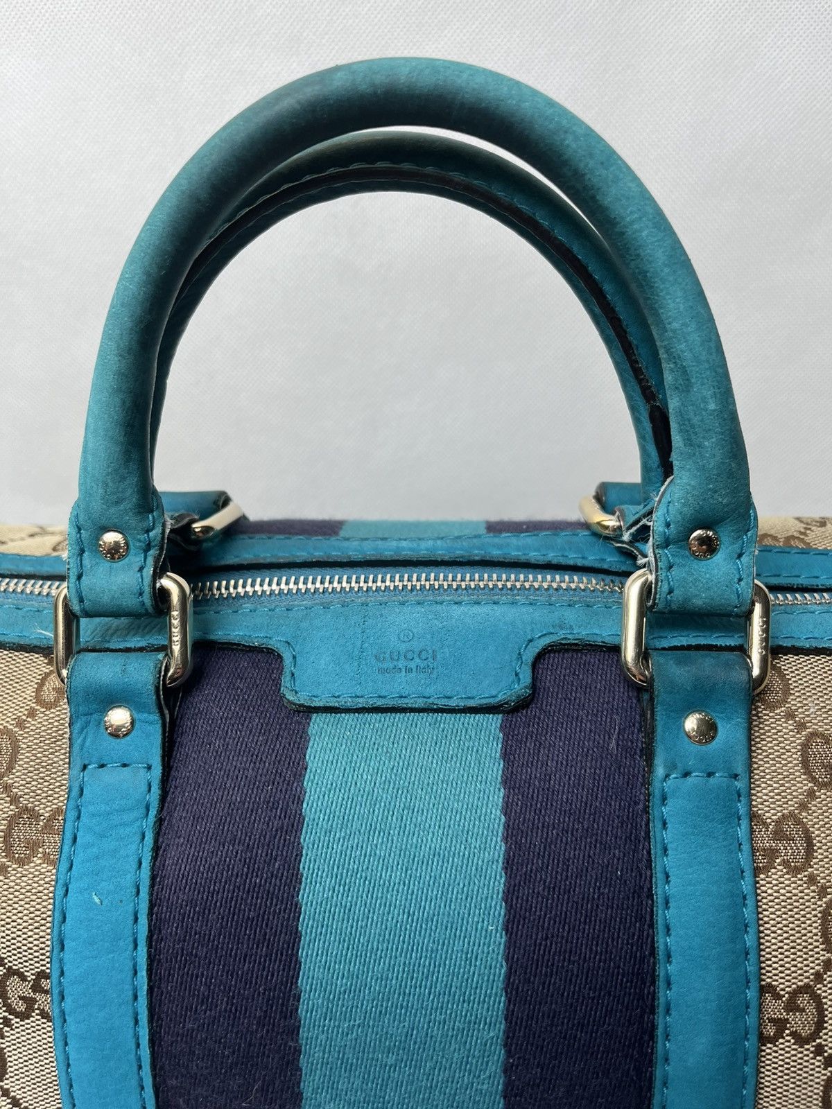 Gucci Vintage Gucci Web Boston GG canvas stripe shoulder handbag Size ONE SIZE - 2 Thumbnail