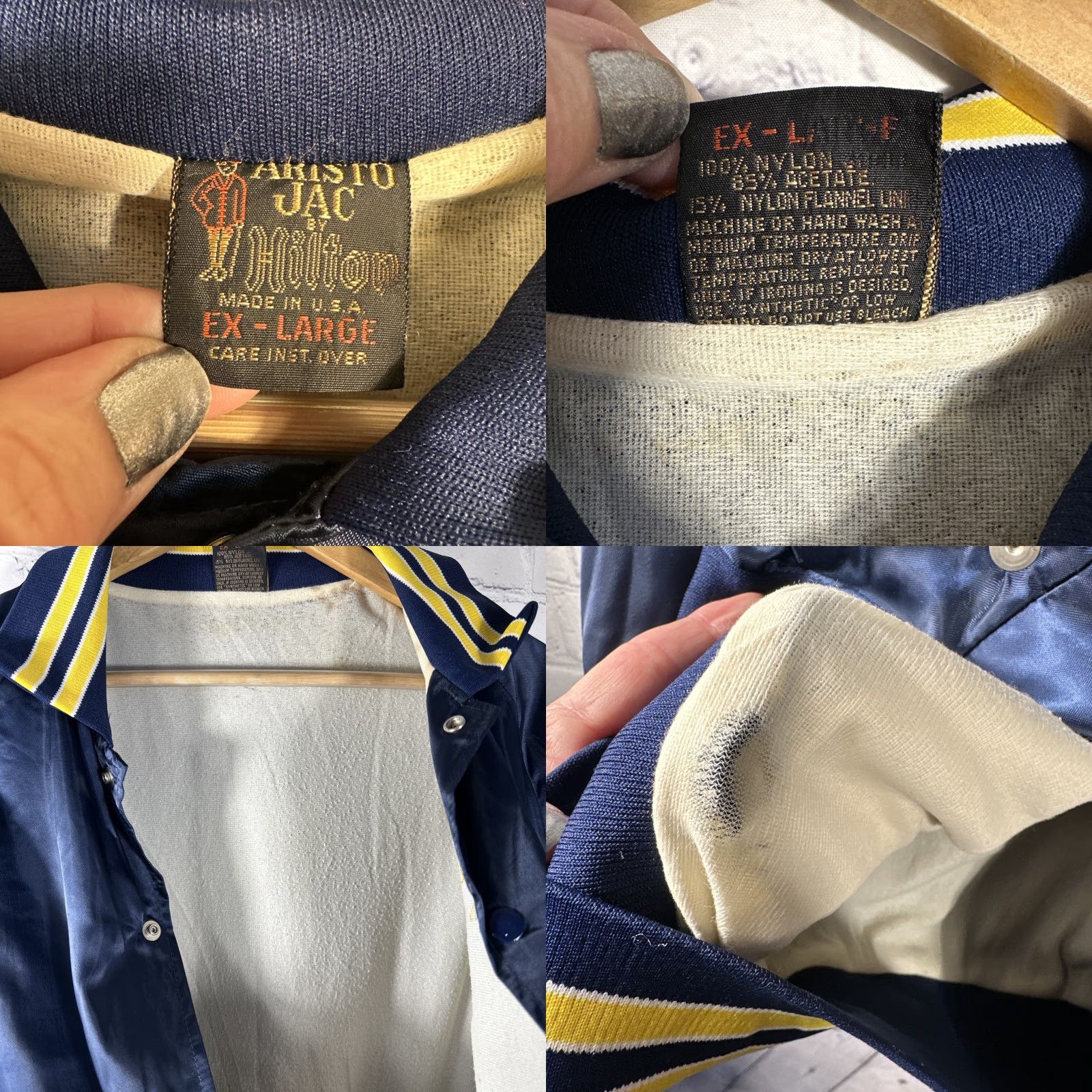 Express VINTAGE Aristo Jac Satin Bomber Jacket Blue XL Men Regular Size 80s 90s Logo Size US XL / EU 56 / 4 - 8 Thumbnail