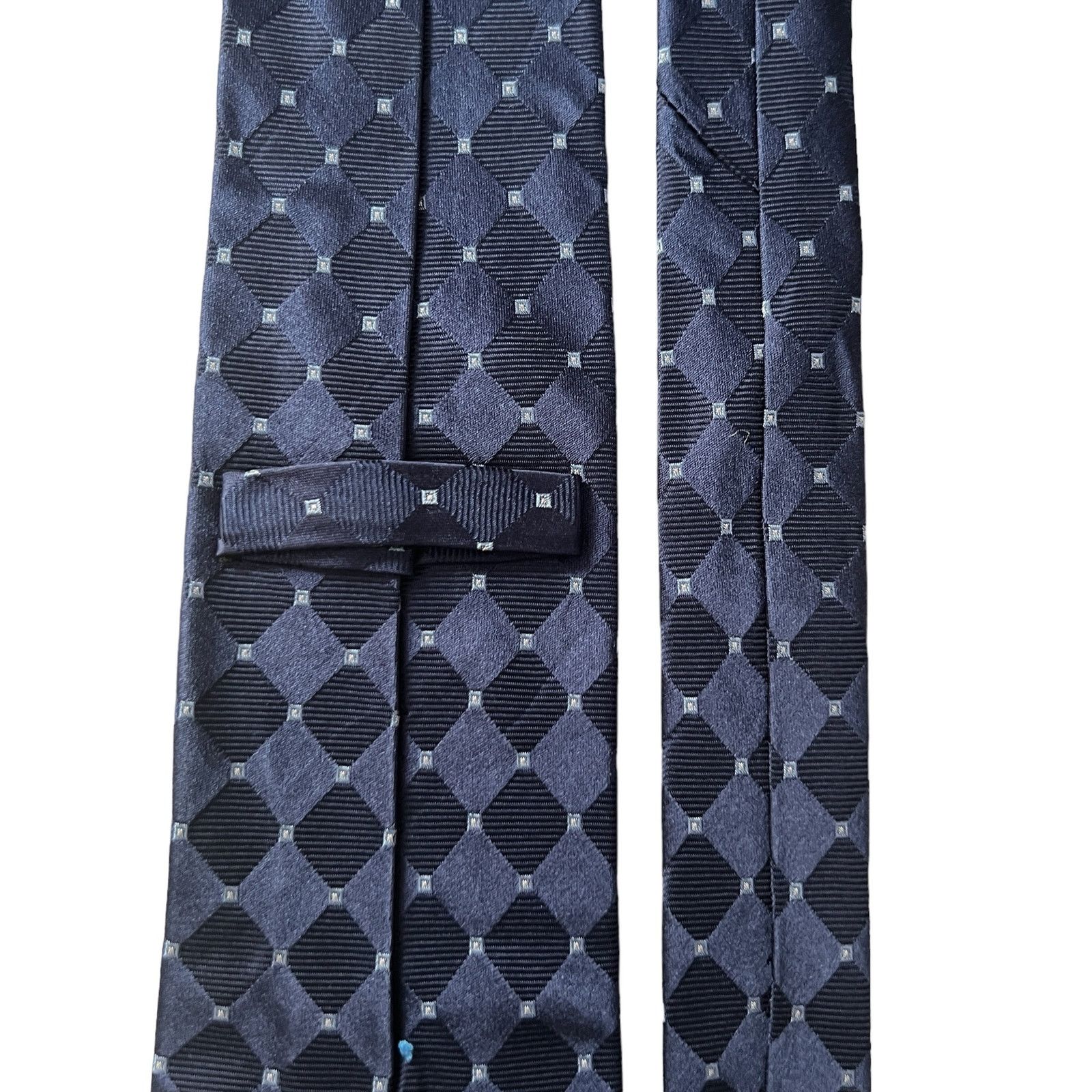 Nautica Nautica Navy Blue Diamond Square Geometric Lattice Silk Tie Size ONE SIZE - 5 Thumbnail
