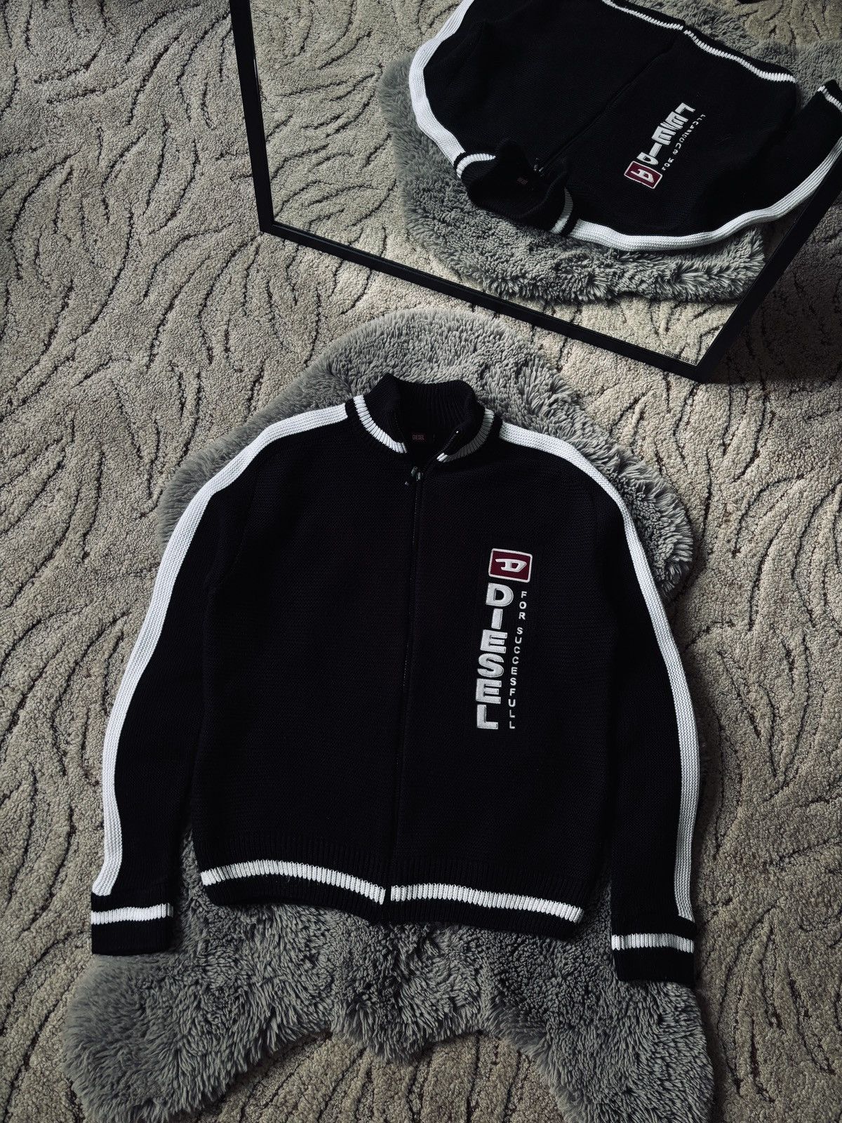 Diesel × Vintage Diesel vintage sweater 90s knit zip black sweatshirt Size US L / EU 52-54 / 3 - 1 Thumbnail