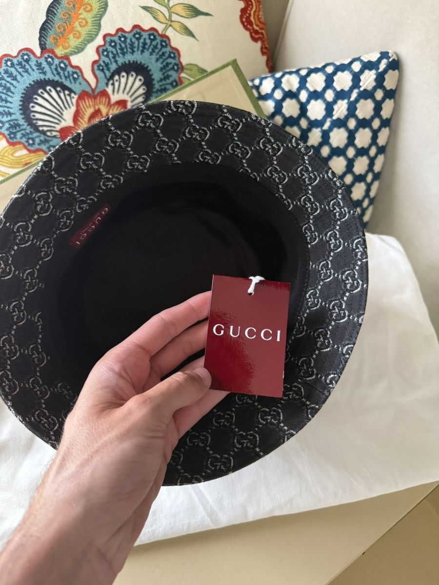 Gucci GG Shadow Bucket Hat Denim Black Size L w/ Box 🖤🧢