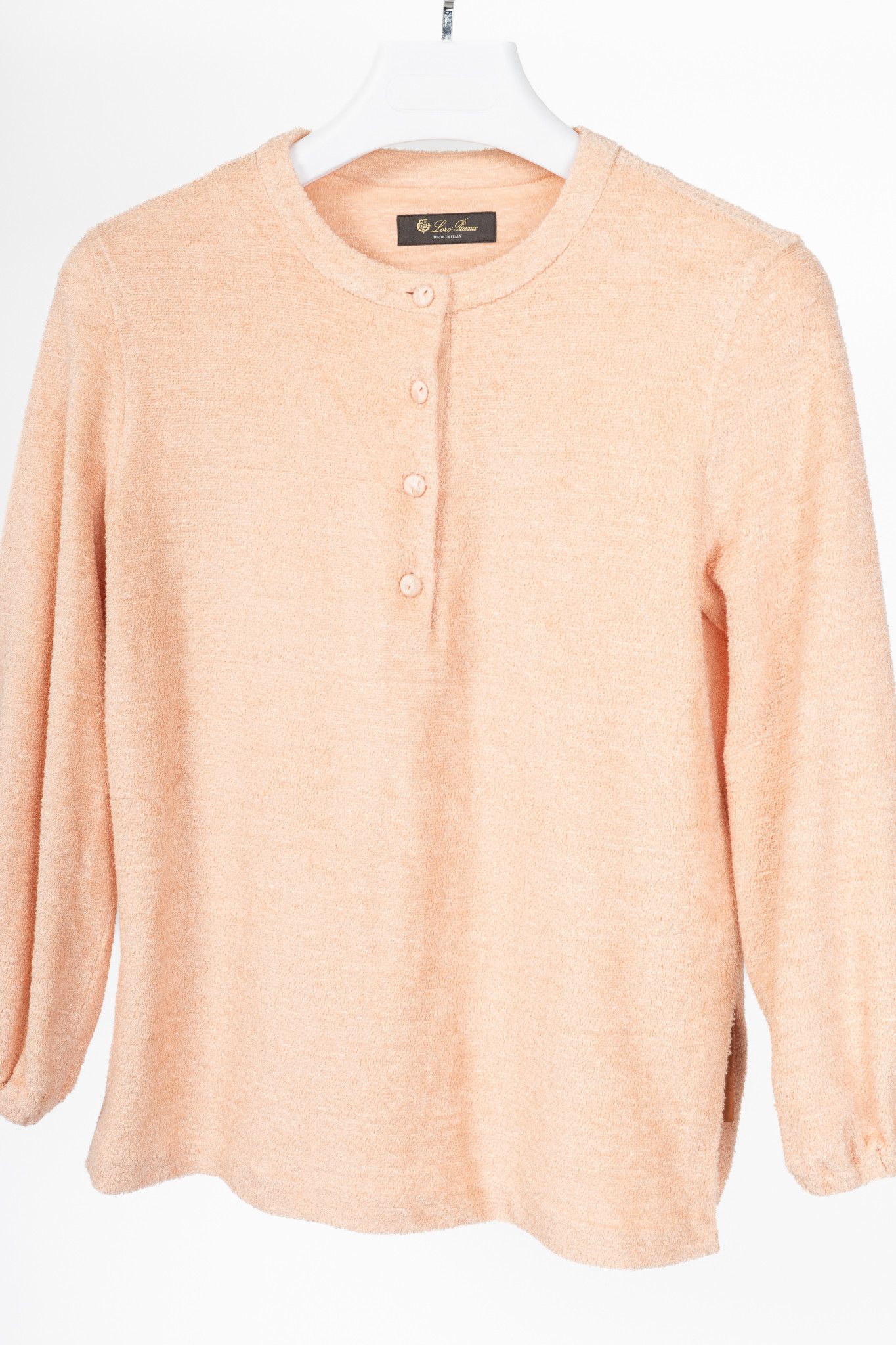 Loro Piana Loro Piana Light Coral Panarea Linen & Cotton Henley Sweater Size XS / US 0-2 / IT 36-38 - 3 Thumbnail