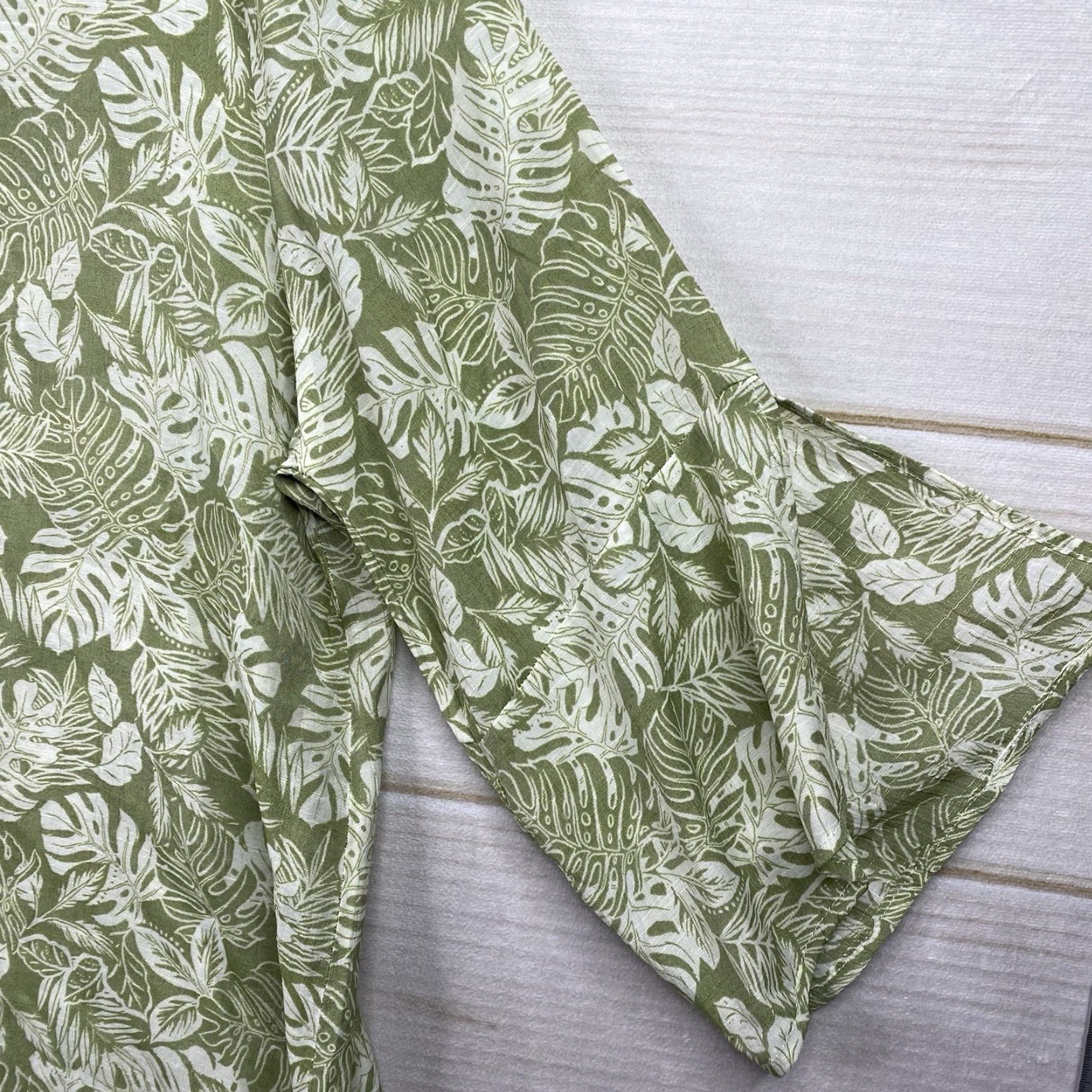 Vintage Sabrina Lauren Top Womens XL Green Floral Tropical Lightweight Crochet V Neck Size XL / US 12-14 / IT 48-50 - 8 Thumbnail
