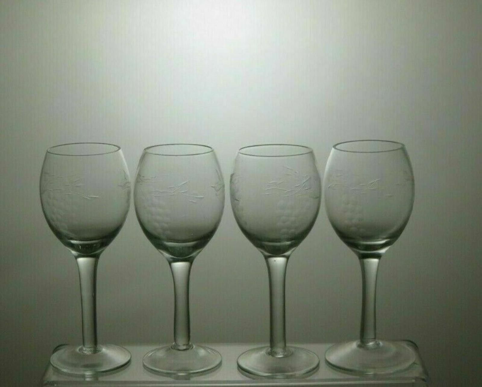 The Unbranded Brand Lead Crystal Etched Set Of 4 Sherry Glasses 5" Size ONE SIZE - 2 Thumbnail