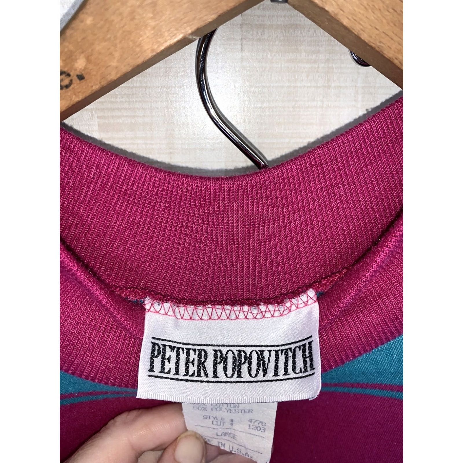 Vintage VINTAGE Peter Popvitch Womens L-Long Sleeve Skirt Set Pink Teal 1980-90s USA-7036 Ladies Mens Girls Womens Size L / US 10 / IT 46 - 3 Thumbnail
