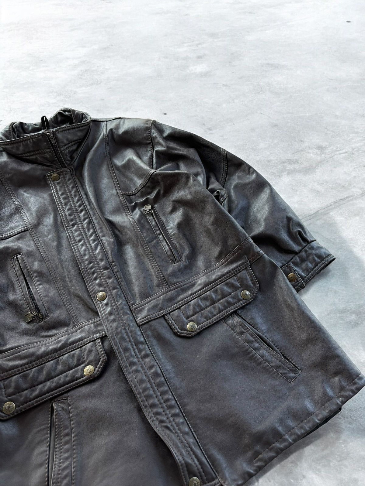 Japanese Brand × Leather × Vintage Vintage Zipper Up Leather Jacket vintage y2k 90’ Size US L / EU 52-54 / 3 - 6 Thumbnail