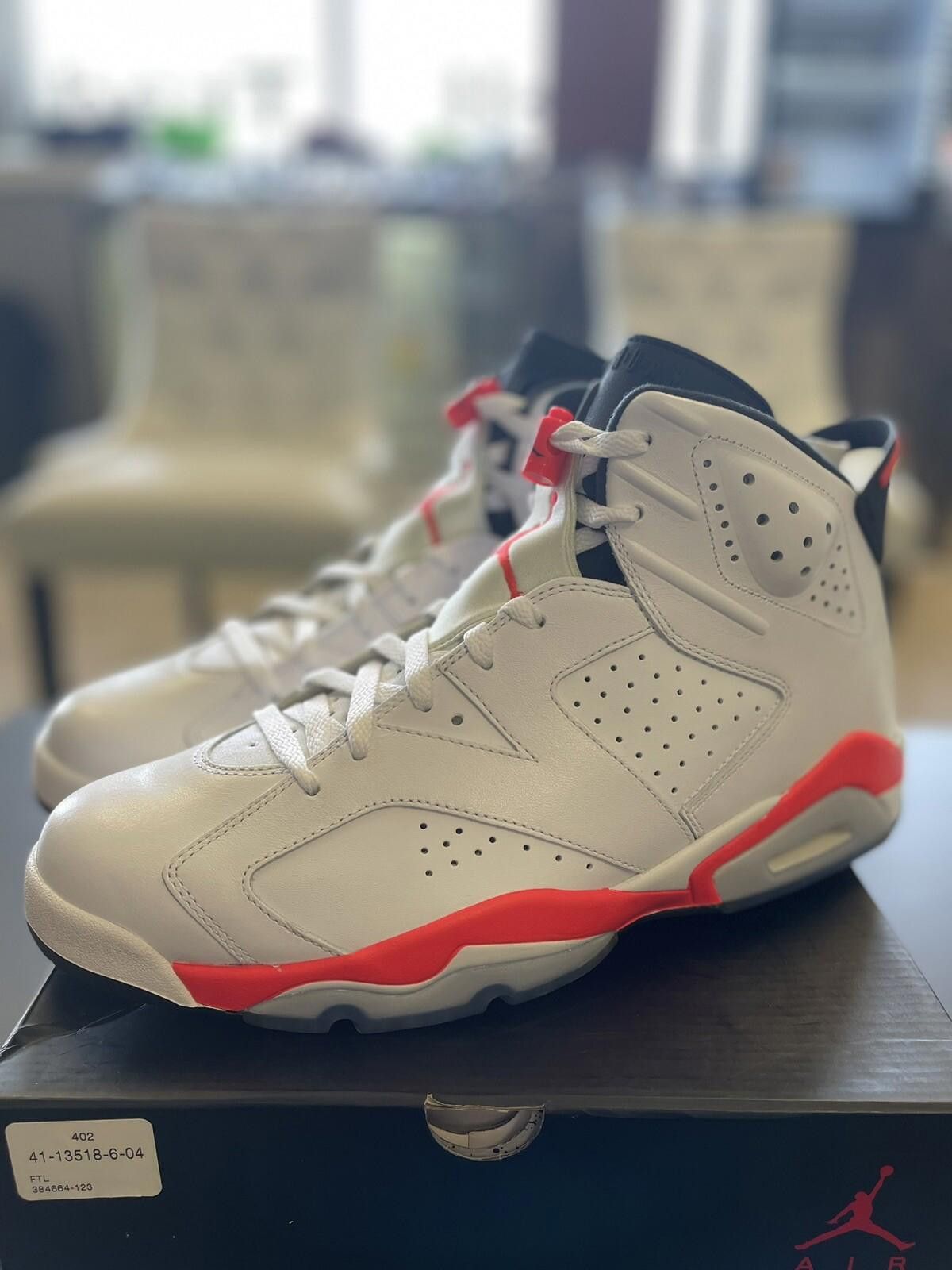 Jordan Brand Size 12 - Air Jordan 6 Retro White/Infrared 384664-123 Size US 12 / EU 45 - 8 Thumbnail