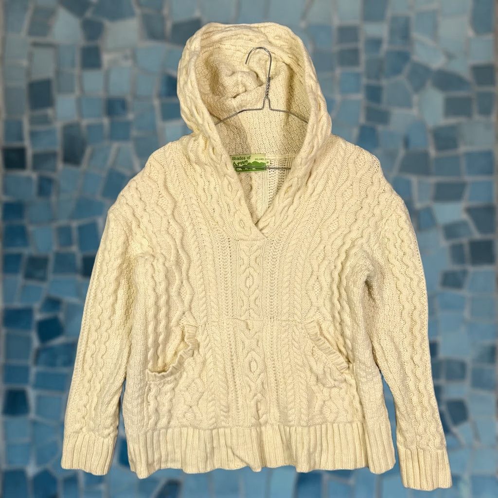 Vintage Aran Sweater Womens M Craft Hoodie Cable Knit Fisherman Merino Wool Pullover Size M / US 6-8 / IT 42-44 - 1 Thumbnail