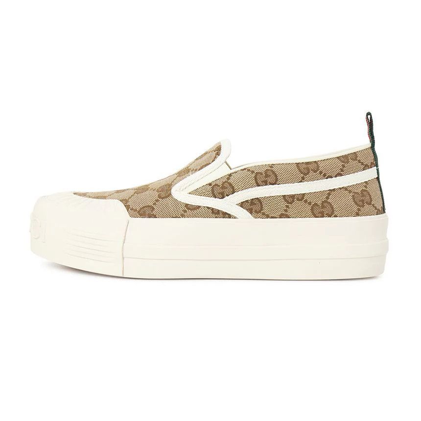 Gucci oc11z0126 Women's Slip-On Sneakers in Beige Size US 9 / IT 39 - 3 Thumbnail