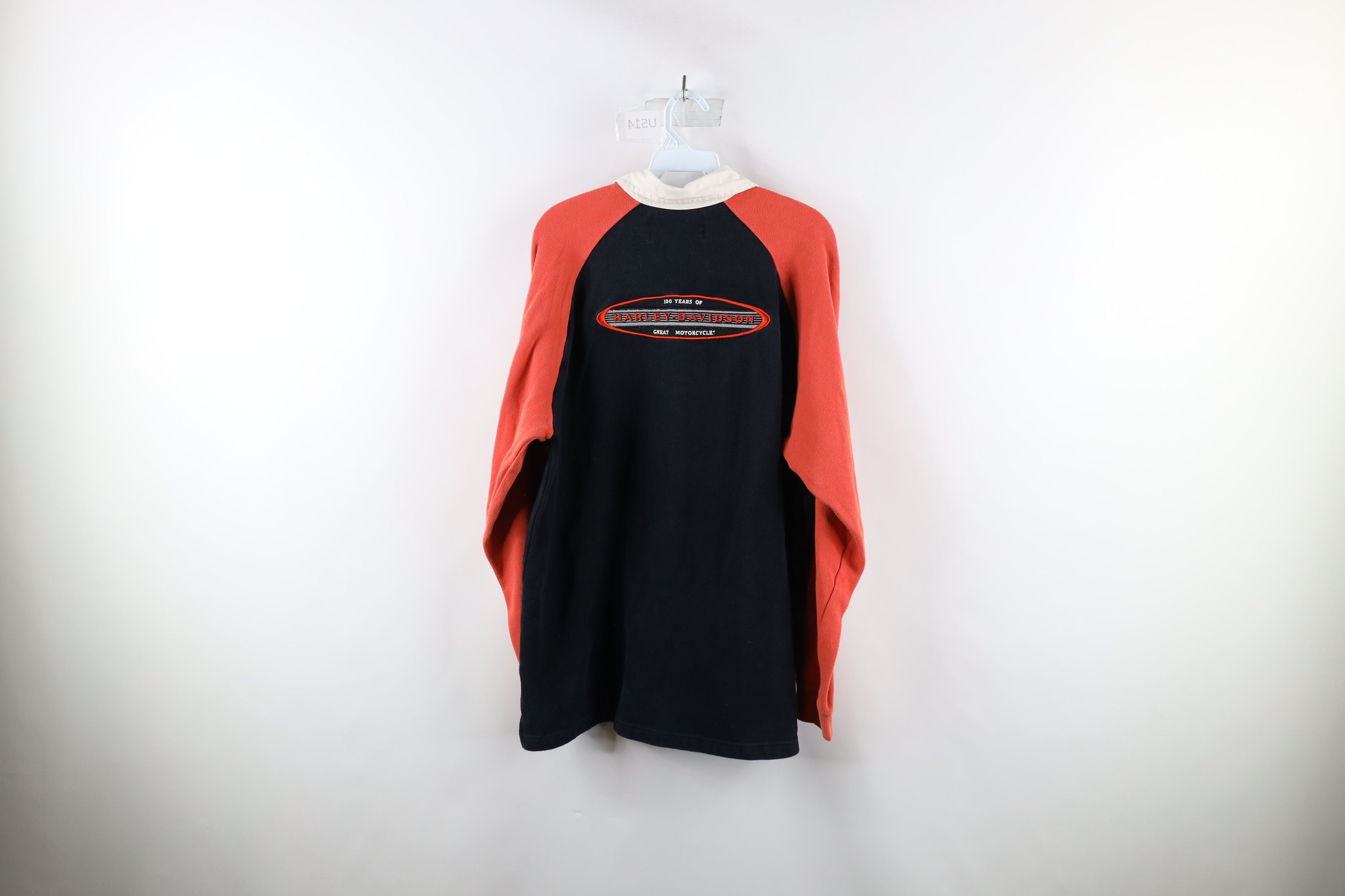 Harley Davidson × Vintage Vintage Y2K 2003 Harley Davidson Knit Long Sleeve Rugby Polo Size US L / EU 52-54 / 3 - 8 Thumbnail