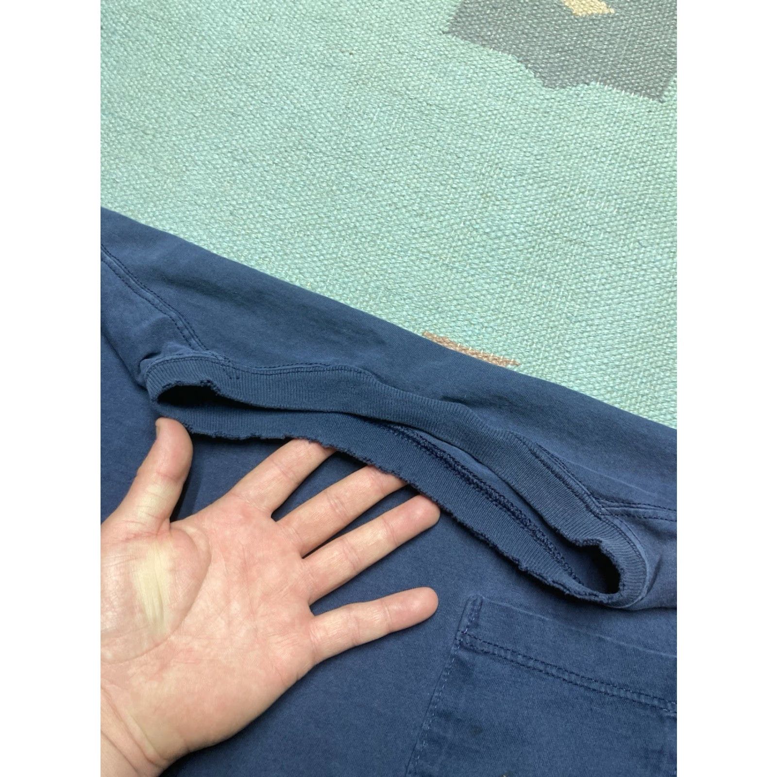 Russell Athletic VINTAGE Russell Athletic Pocket T Shirt Men XL Blue Grunge Cotton Boxy | Pockets | 27” Pit to Pit | 30” Length Size US XL / EU 56 / 4 - 7 Thumbnail