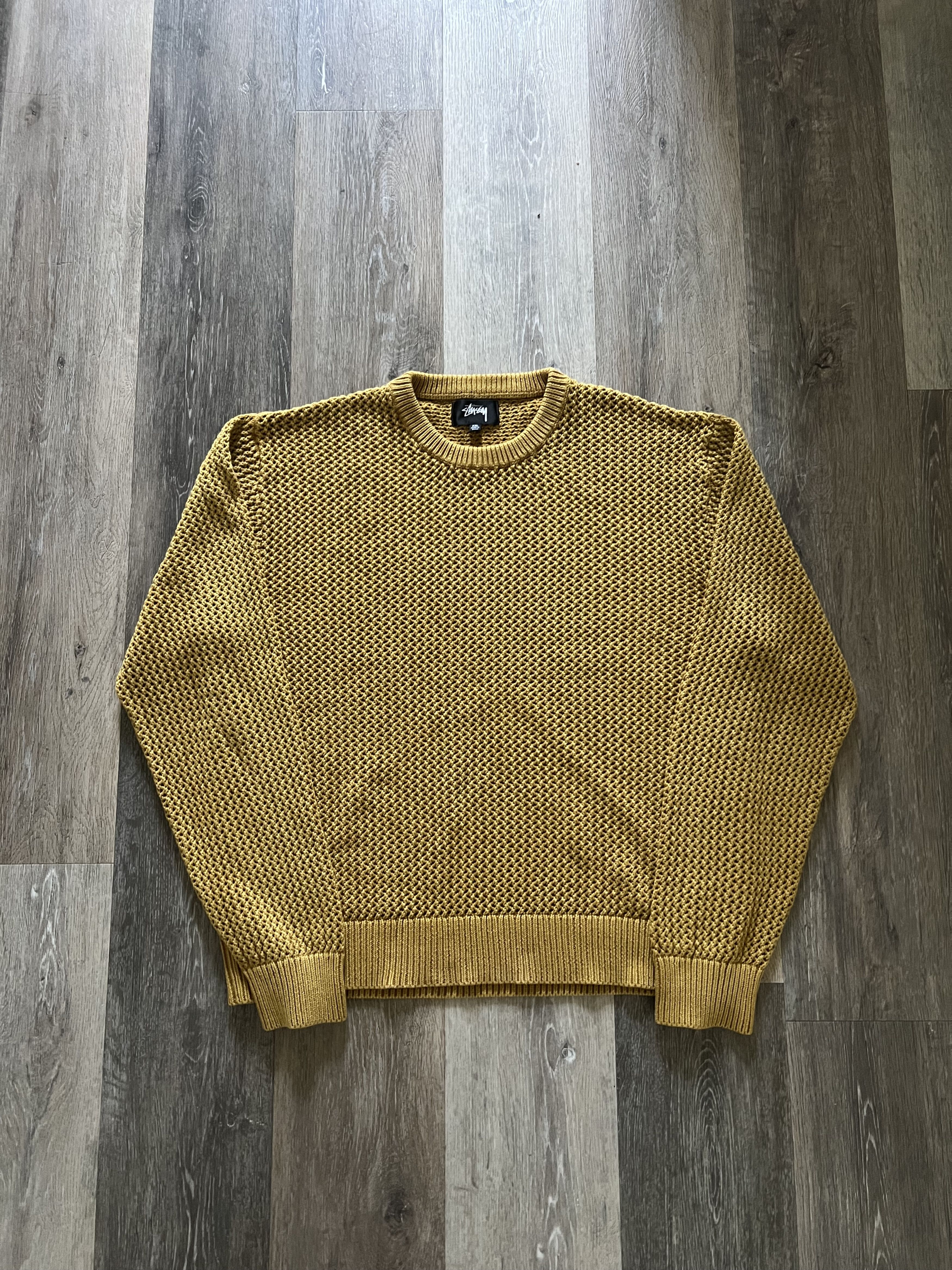 image of Stussy Loose Gauge Sweater in Yellow, Men's (Size 2XL)