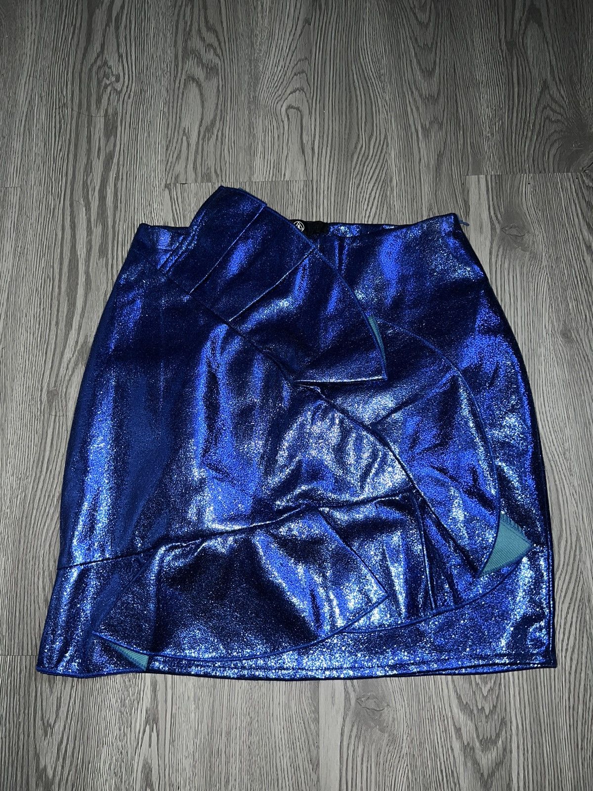 Saint Laurent Paris Missguided blue metallic mini skirt 💙✨ Size 26" / US 2 / IT 38 - 7 Thumbnail