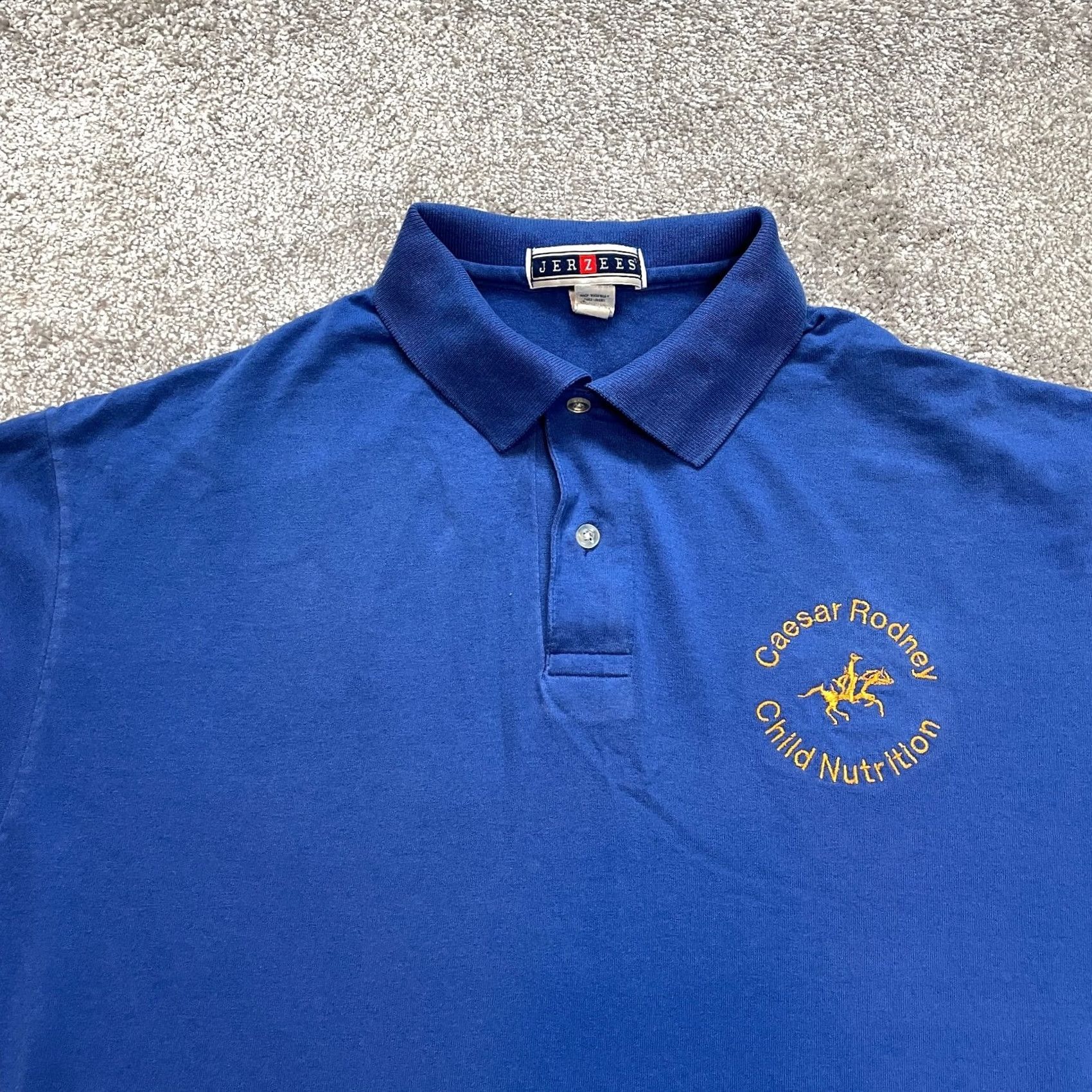 Jerzees VINTAGE Jerzees Polo Shirt Mens L Blue Collared Logo Levi 0 Size US L / EU 52-54 / 3 - 2 Thumbnail
