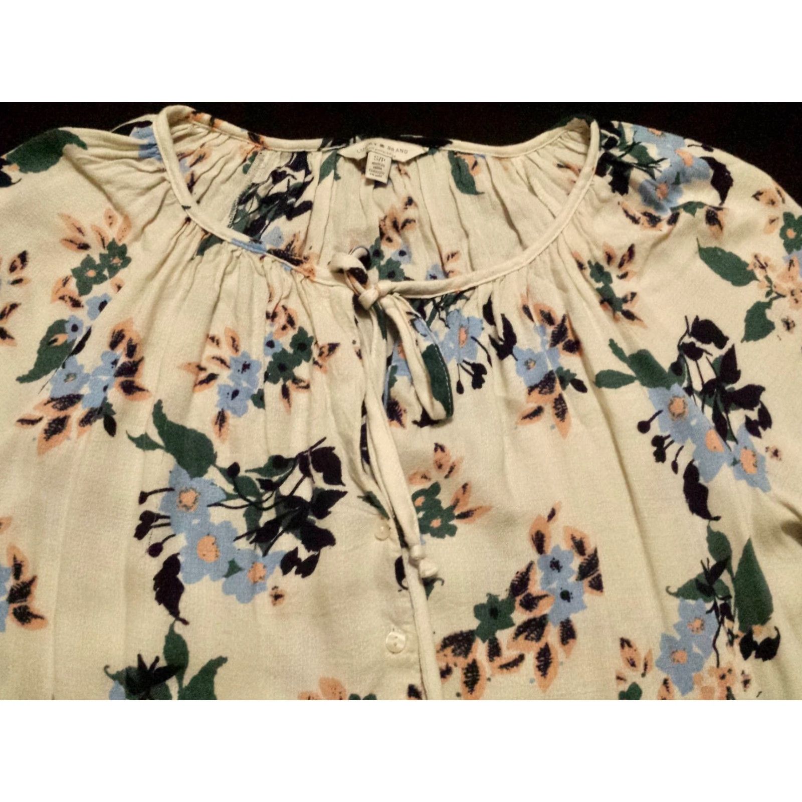 Lucky Brand Lucky Brand Blouse Shirt Womens Small 3/4 Sleeve Multicolor Floral Round Neck Pullover Size S / US 4 / IT 40 - 2 Thumbnail