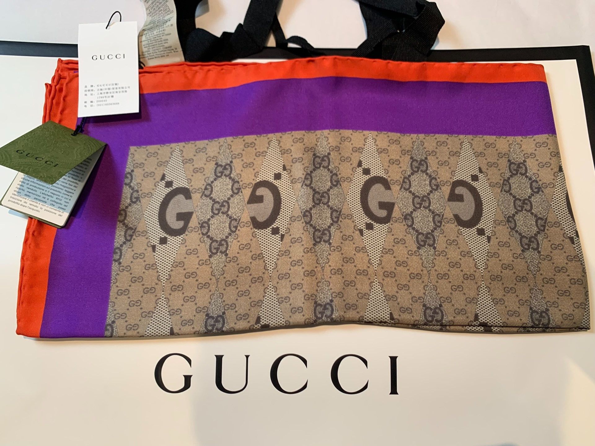 Gucci Gucci Brand-new full-print mulberry silk scarf 2501-Nextarr Size ONE SIZE - 1 Thumbnail
