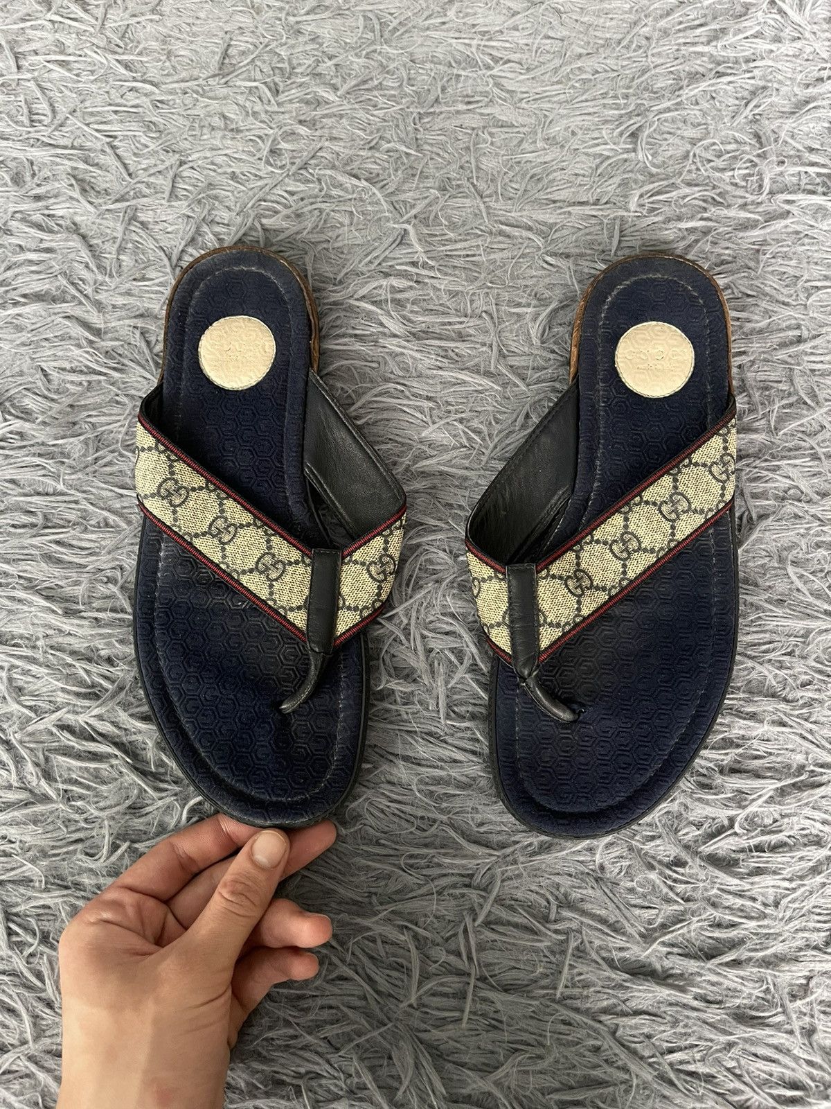 Gucci 00s vintage monogram slides flip flops