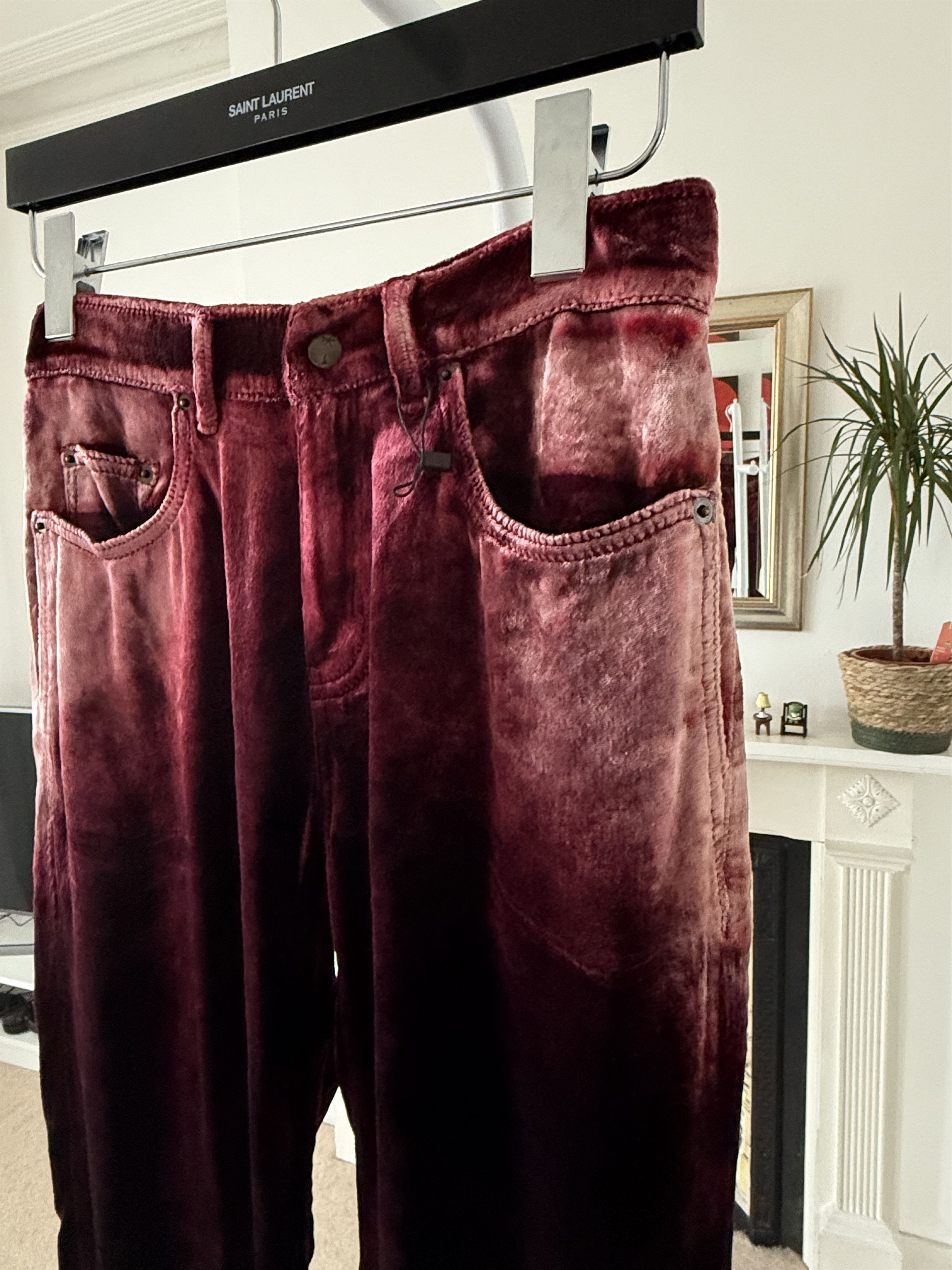 Saint Laurent Paris SS20' Saint Laurent Cropped Bleached Velvet Trousers Size US 28 / EU 44 - 7 Thumbnail