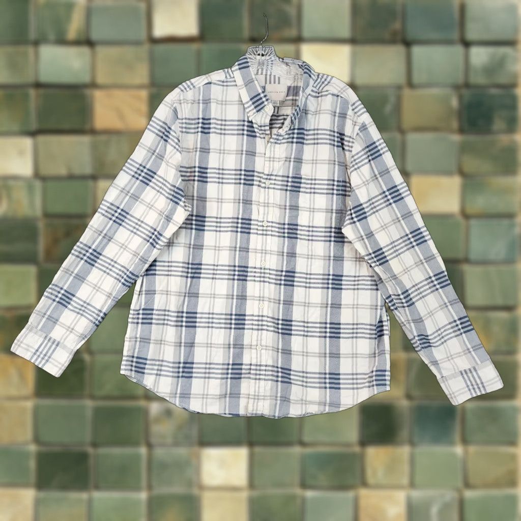 American Eagle Outfitters American Eagle Shirt XL White Gray Plaid Long Sleeve Button Up Mens Size US XL / EU 56 / 4 - 1 Thumbnail